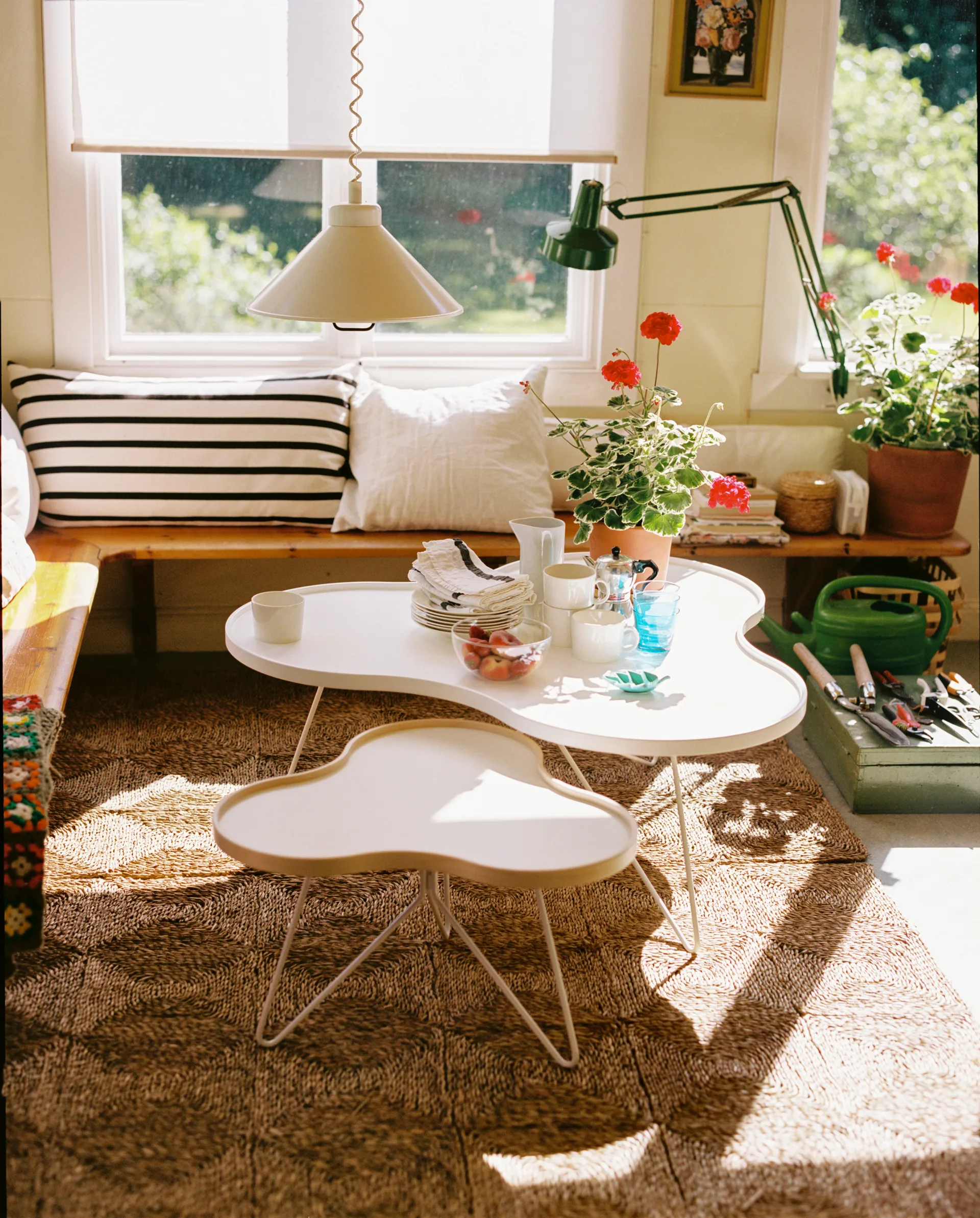 Flower table 62x66 cm, H39 cm birch laquered Swedese