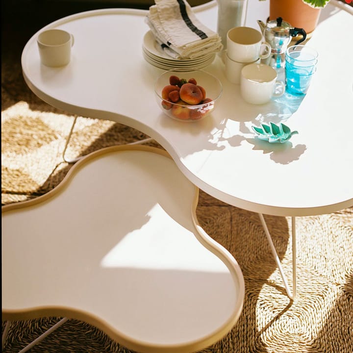 Flower table 62x66 cm - White, 39cm, walnut edge, chrome base - Swedese