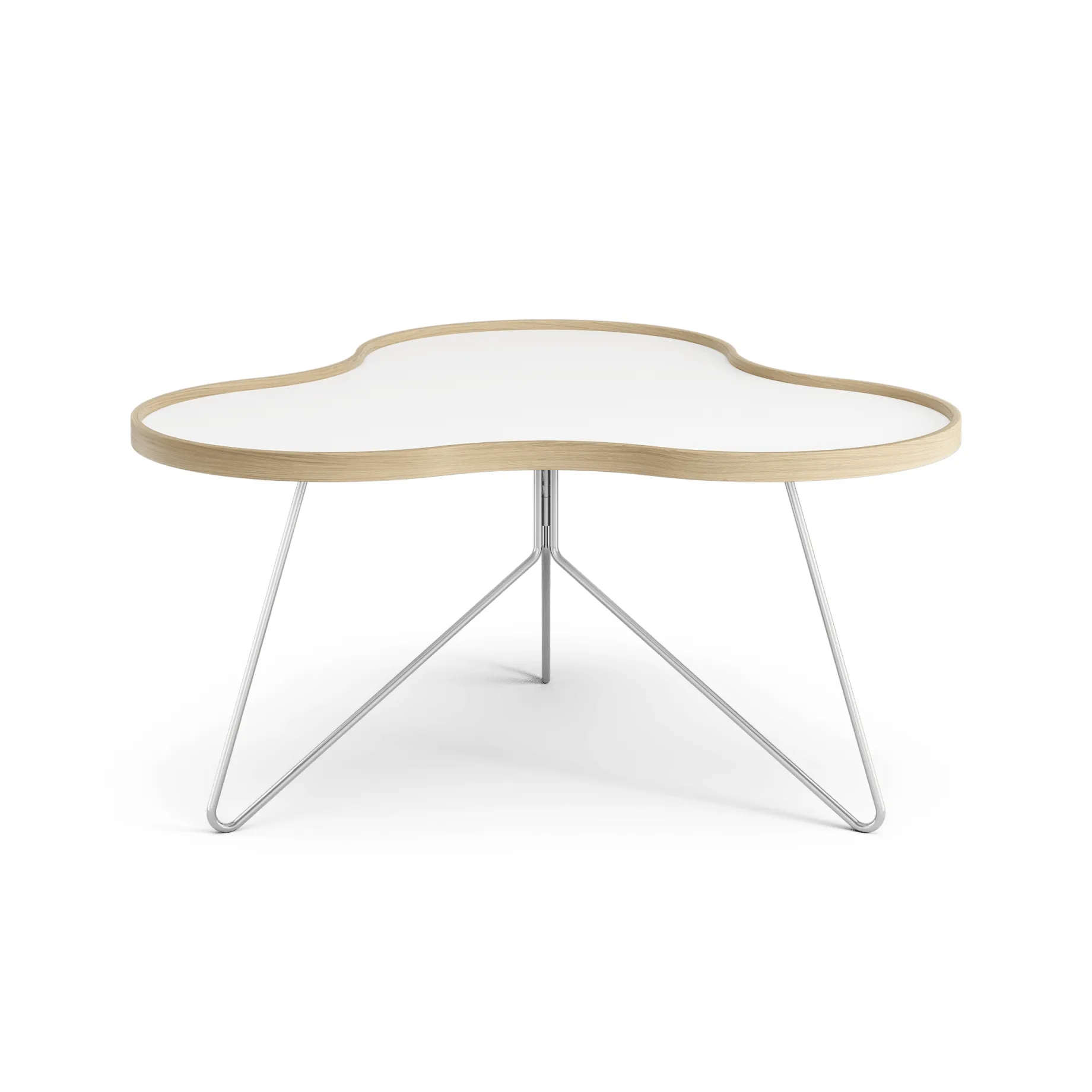 Flower table 84x90 cm, 45 cm-white-oak edge-chrome Swedese