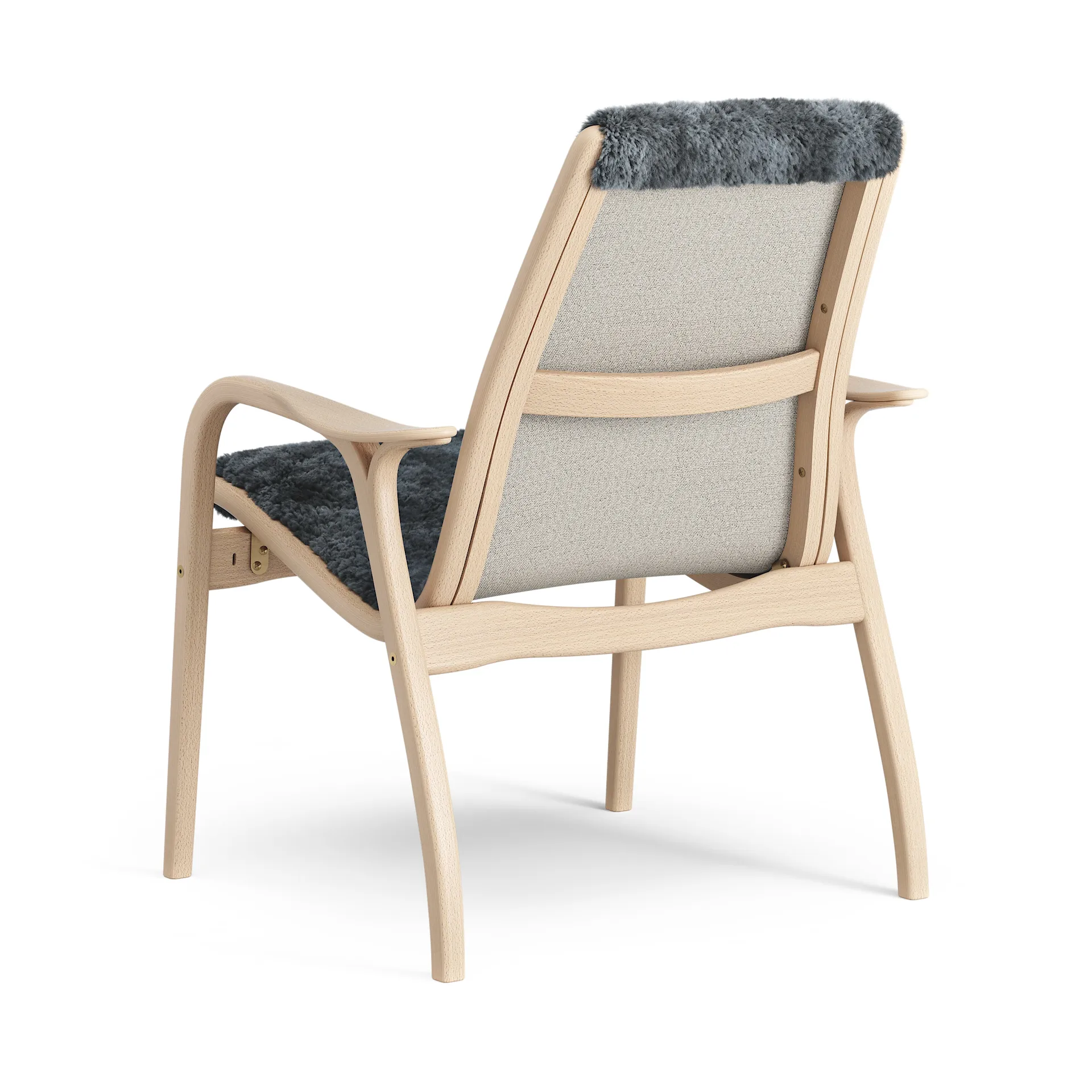 Laminett arm chair laquered beech/sheep skin, Charcoal (dark grey) Swedese