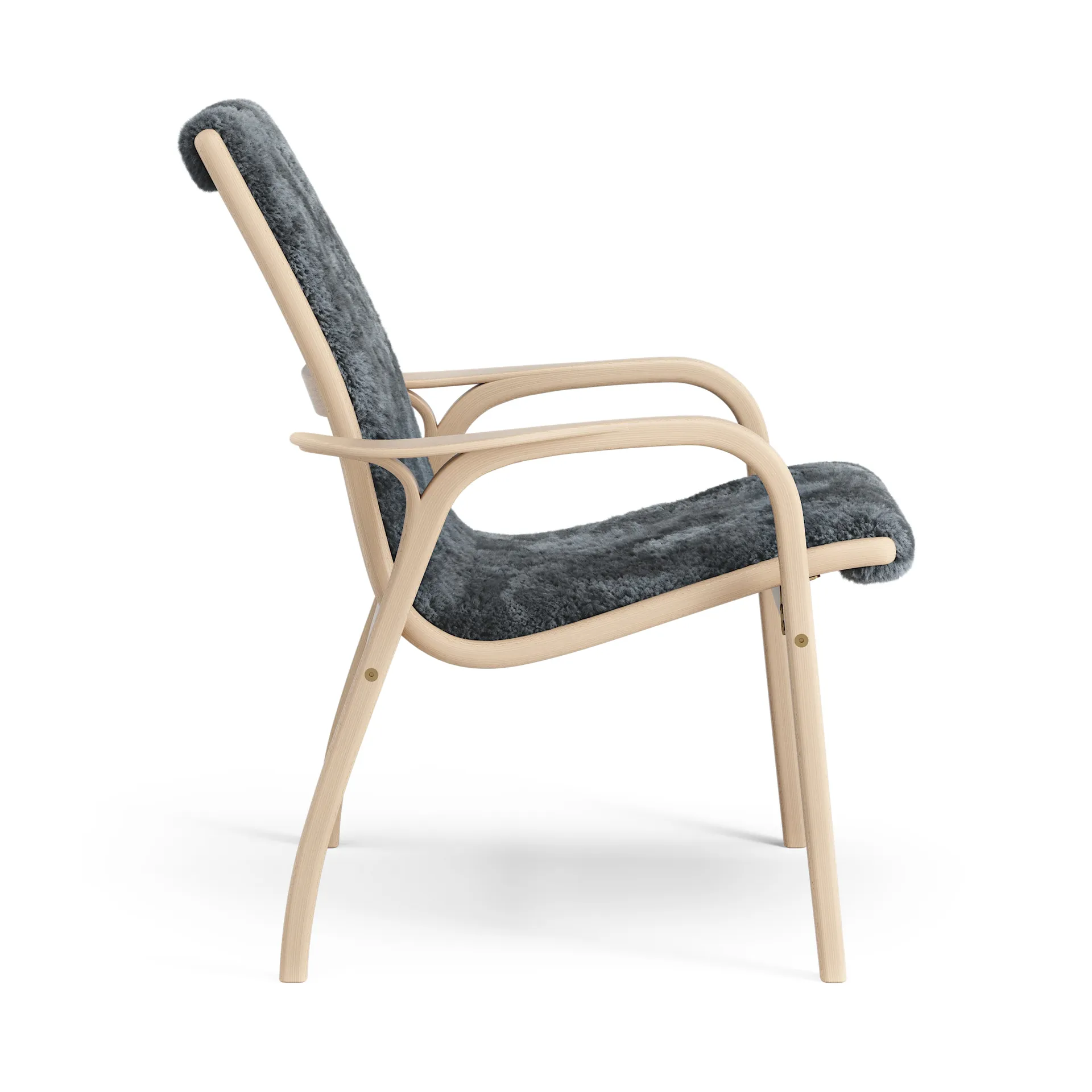Laminett arm chair laquered beech/sheep skin, Charcoal (dark grey) Swedese