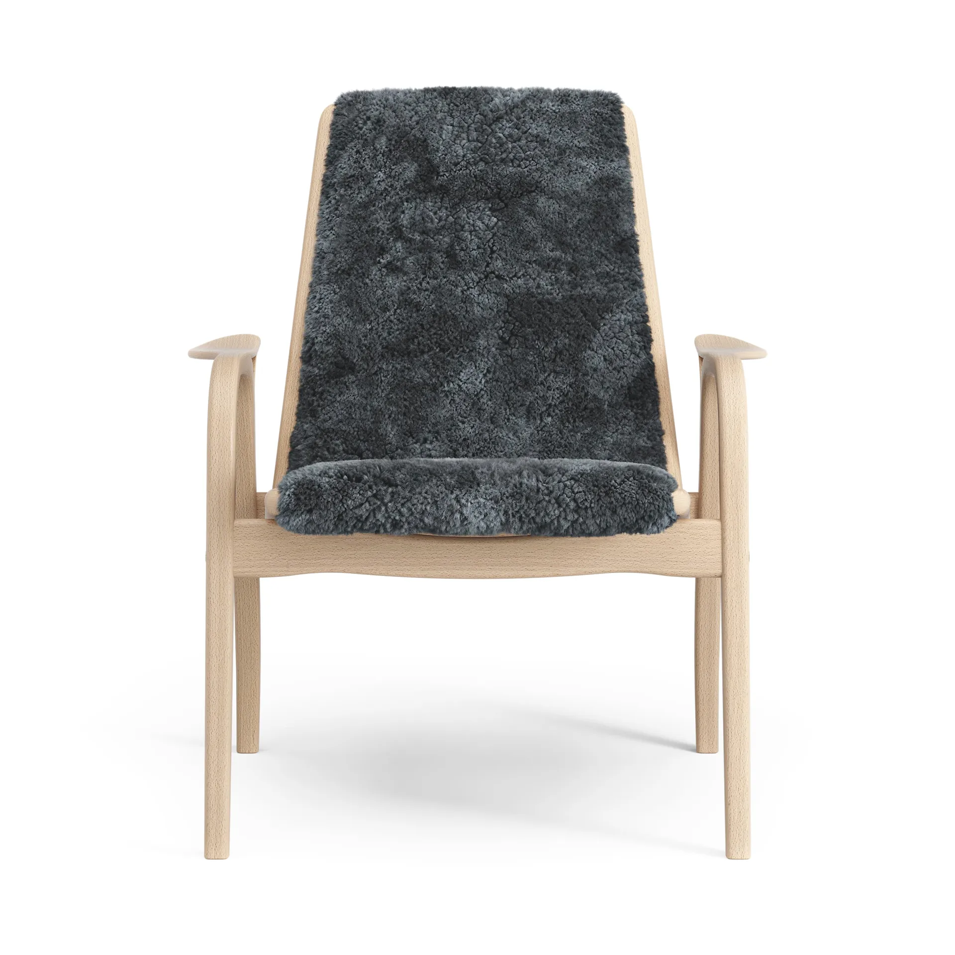 Laminett arm chair laquered beech/sheep skin, Charcoal (dark grey) Swedese