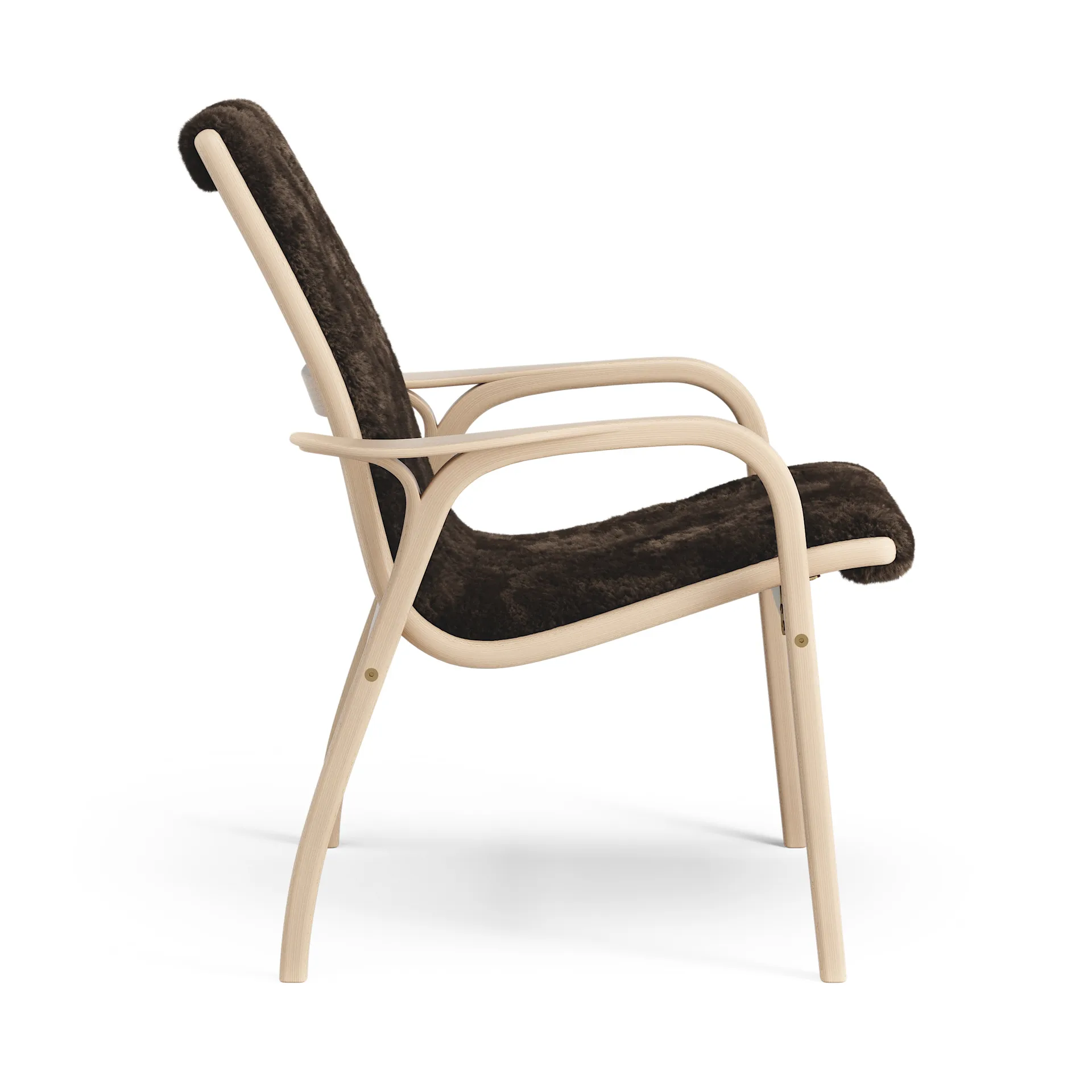 Laminett arm chair laquered beech/sheep skin, Espresso (brown) Swedese