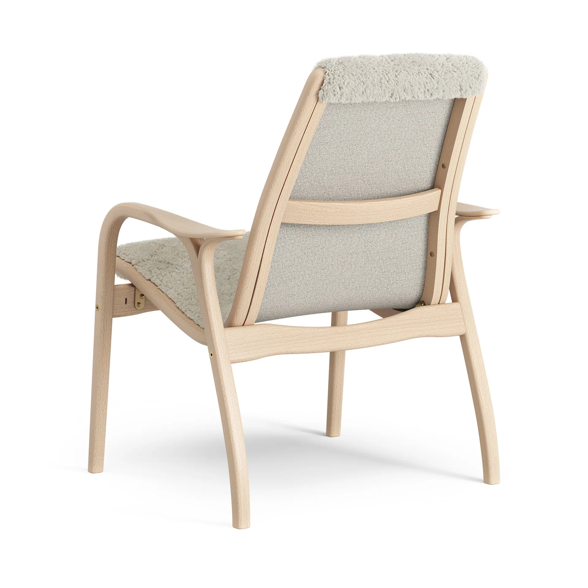 Laminett arm chair laquered beech/sheep skin, Moonlight (beige) Swedese