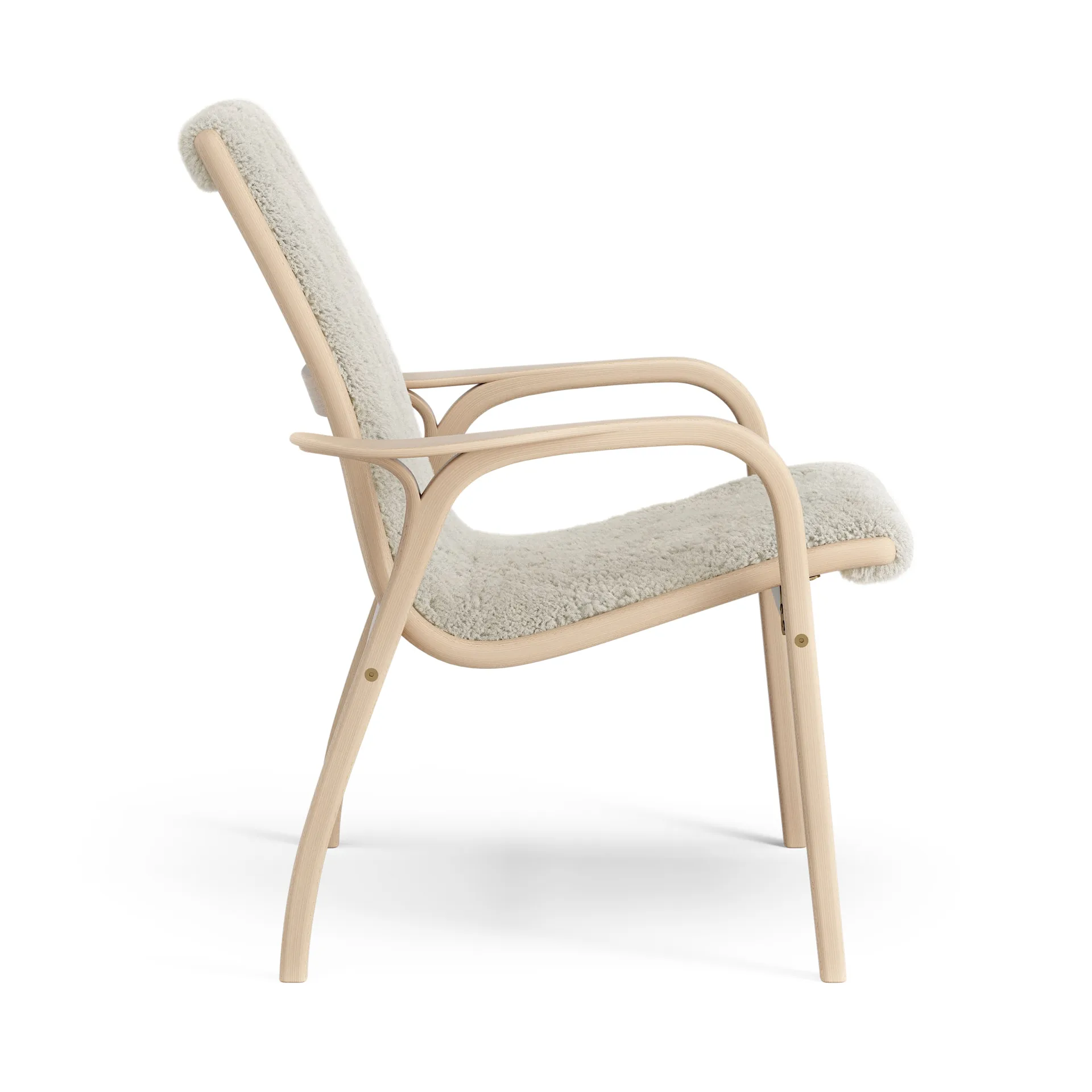 Laminett arm chair laquered beech/sheep skin, Moonlight (beige) Swedese