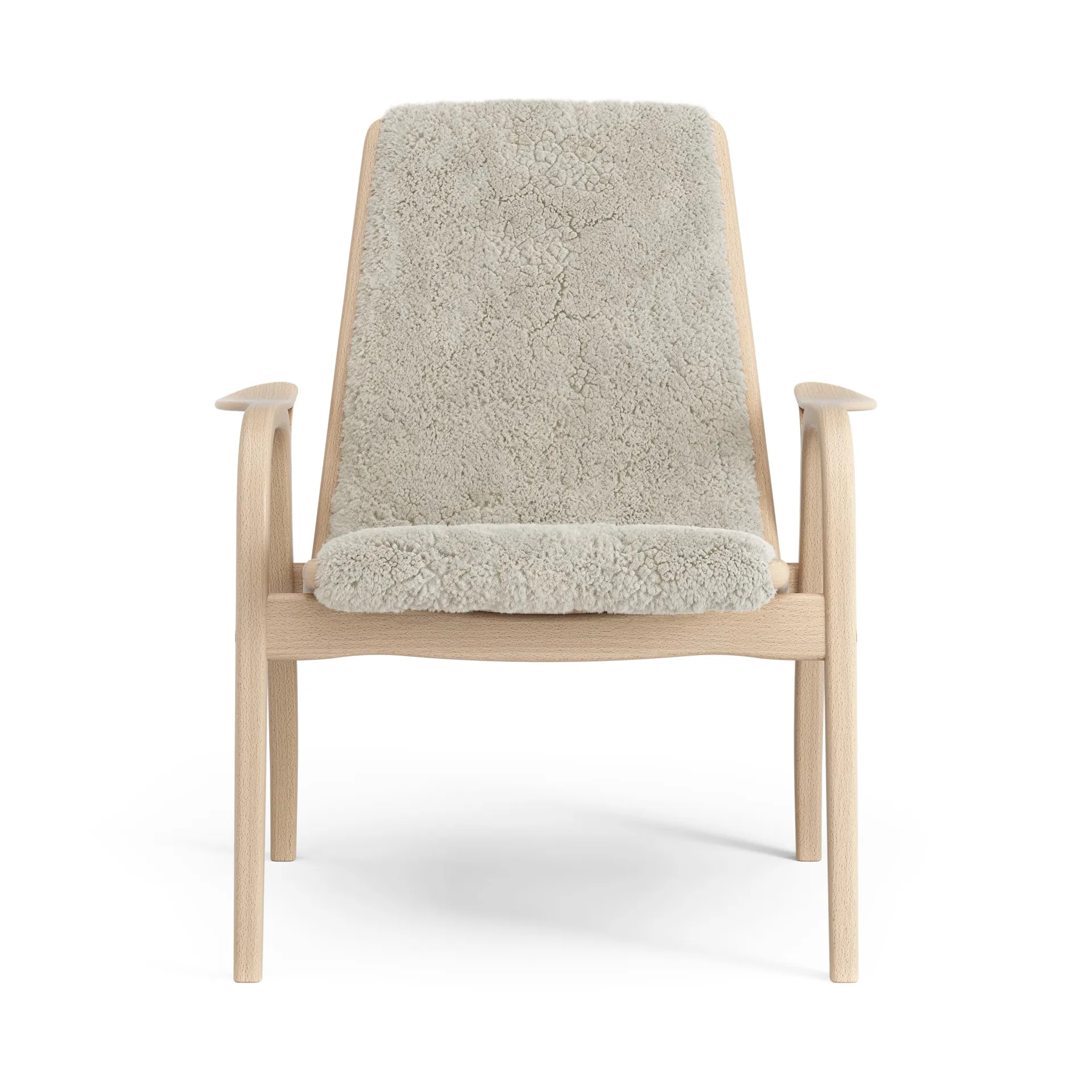 Laminett arm chair laquered beech/sheep skin, Moonlight (beige) Swedese