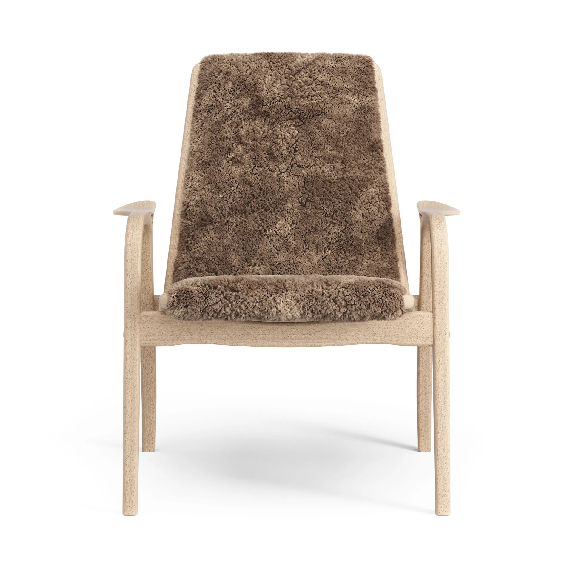 Laminett arm chair laquered beech/sheep skin, Sahara (nougat brown) Swedese