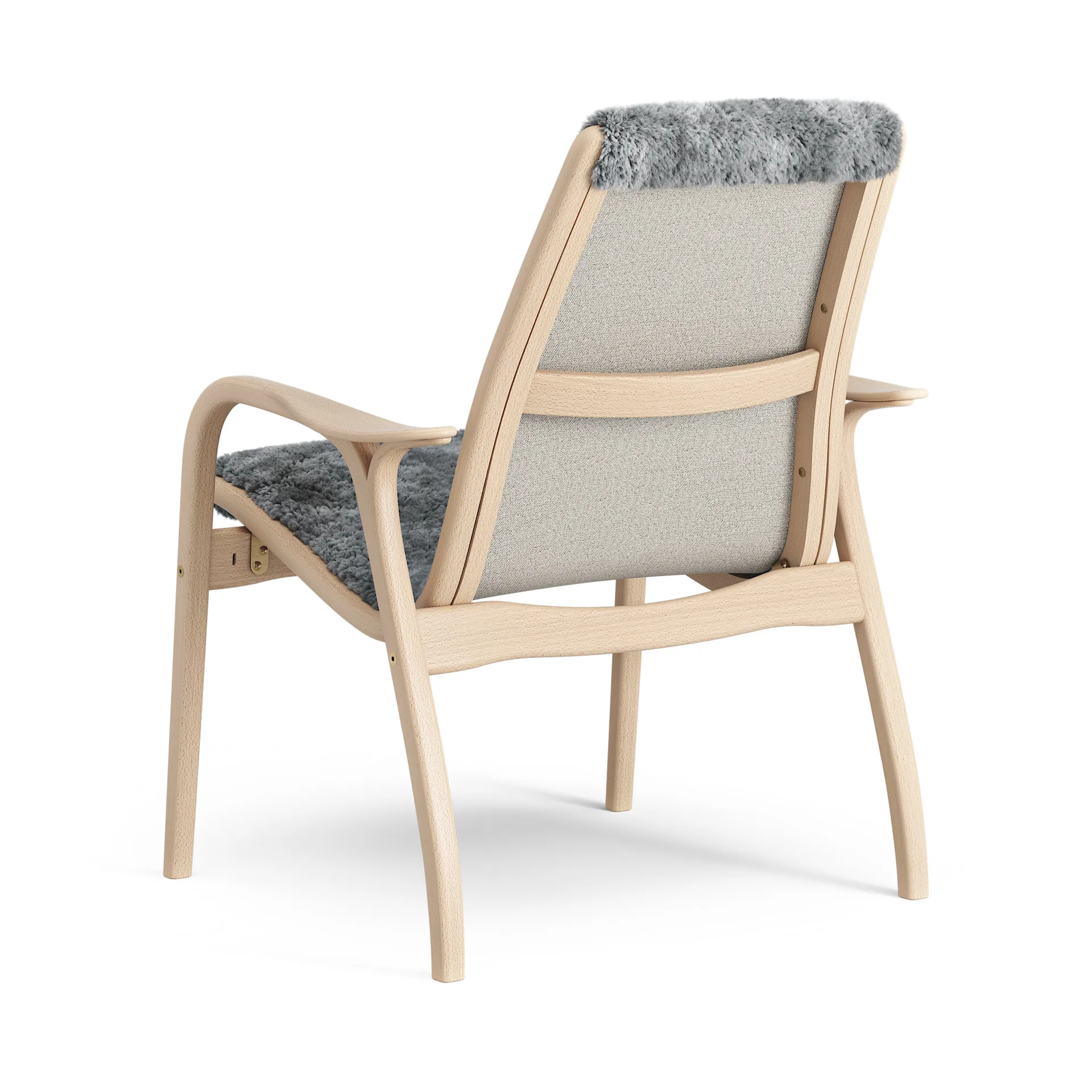 Laminett arm chair laquered beech/sheep skin, Scandinavian Grey (grey) Swedese