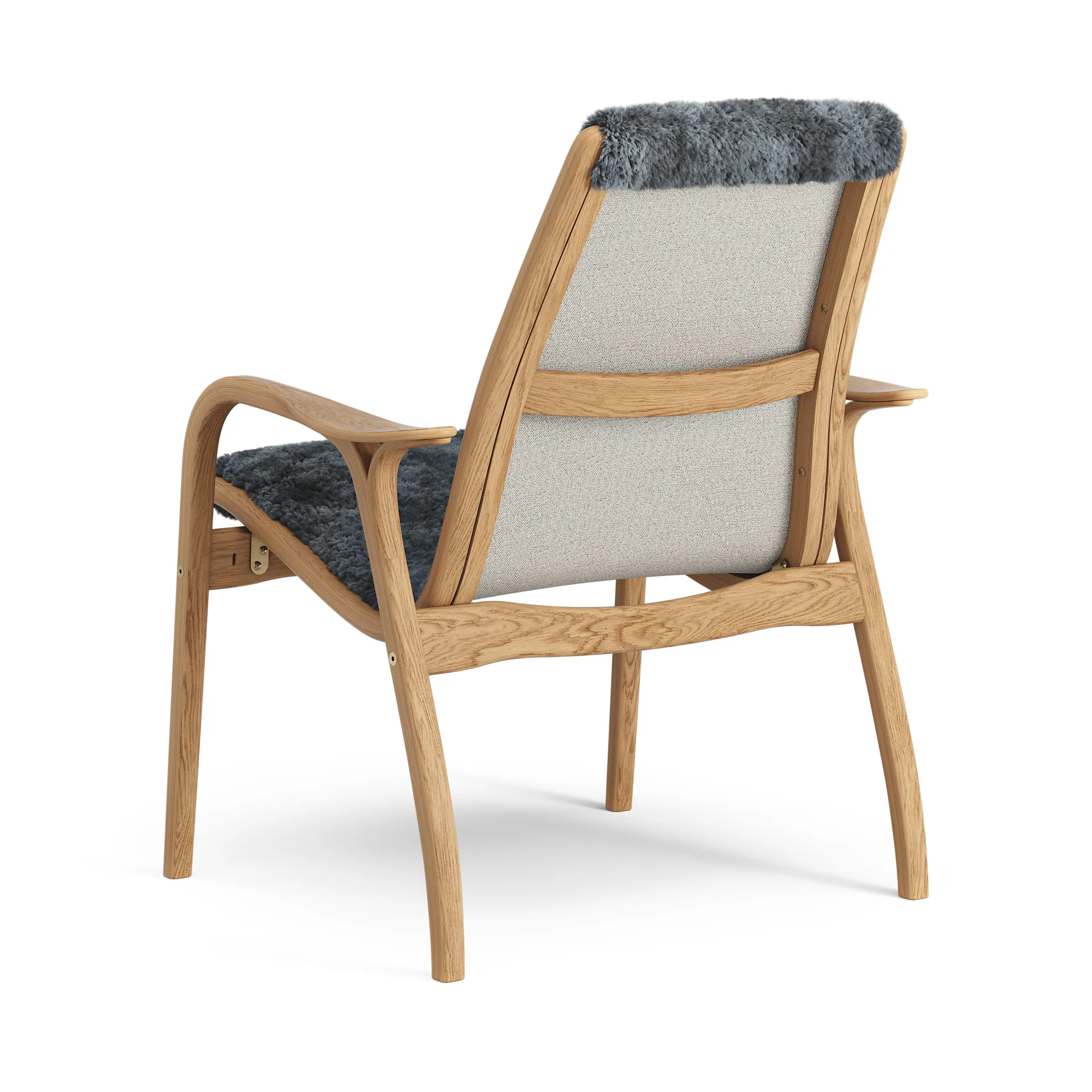 Laminett arm chair oiled oak/sheep skin, Charcoal (dark grey) Swedese