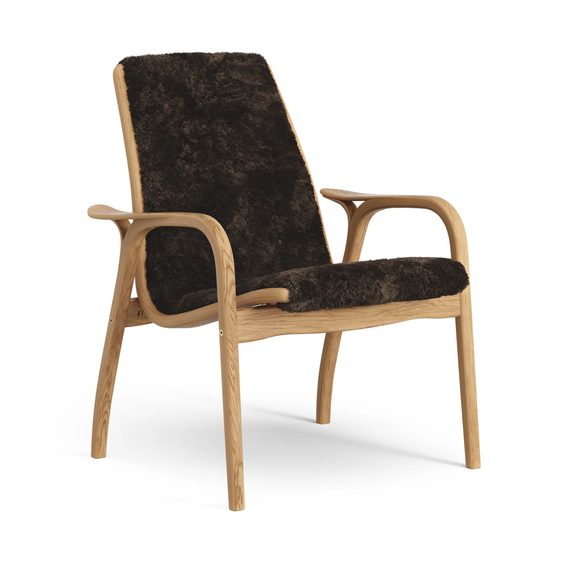 Laminett arm chair oiled oak/sheep skin, Espresso (brown) Swedese