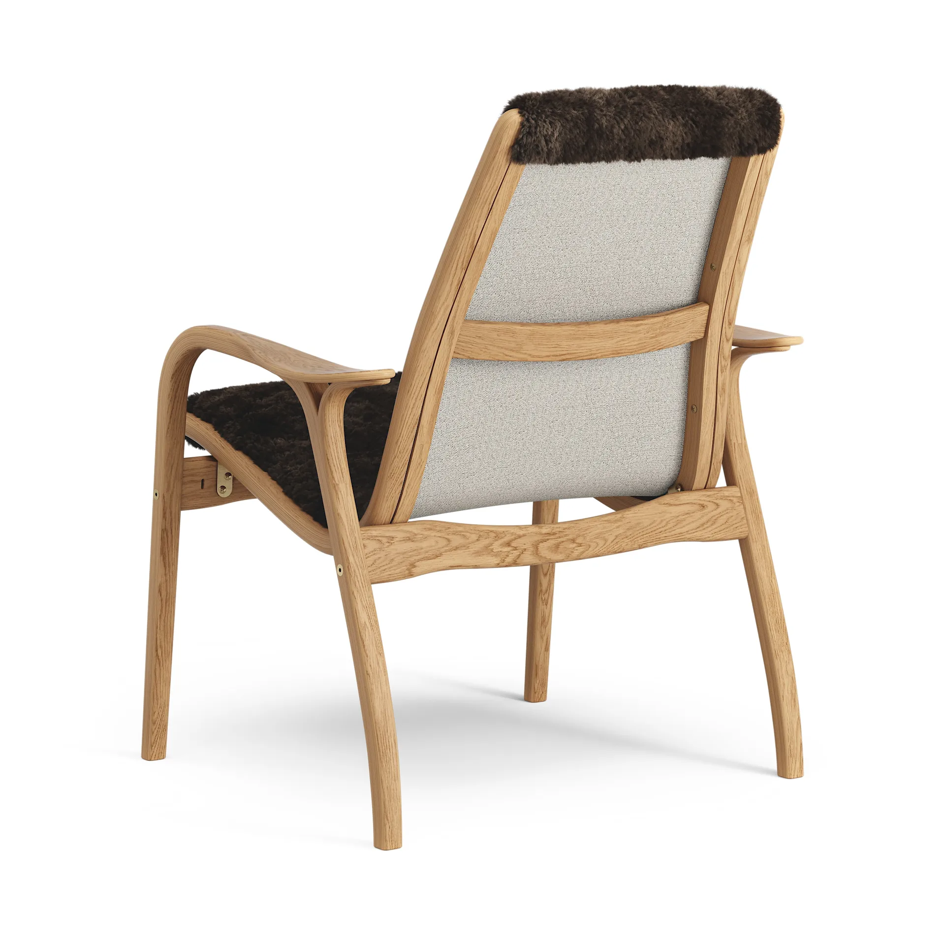 Laminett arm chair oiled oak/sheep skin, Espresso (brown) Swedese