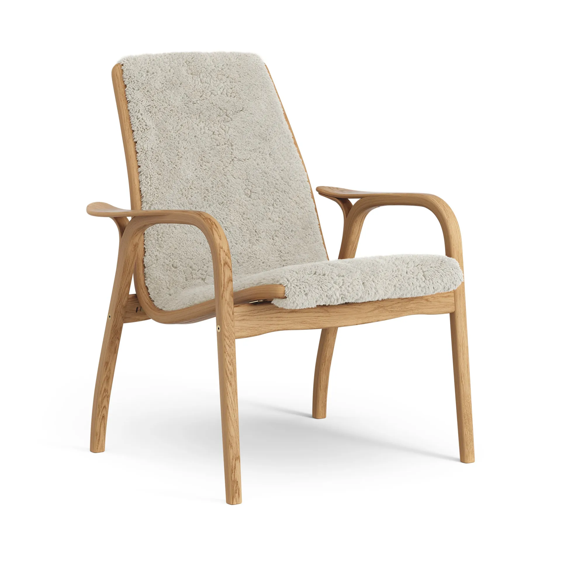 Laminett arm chair oiled oak/sheep skin, Moonlight (beige) Swedese