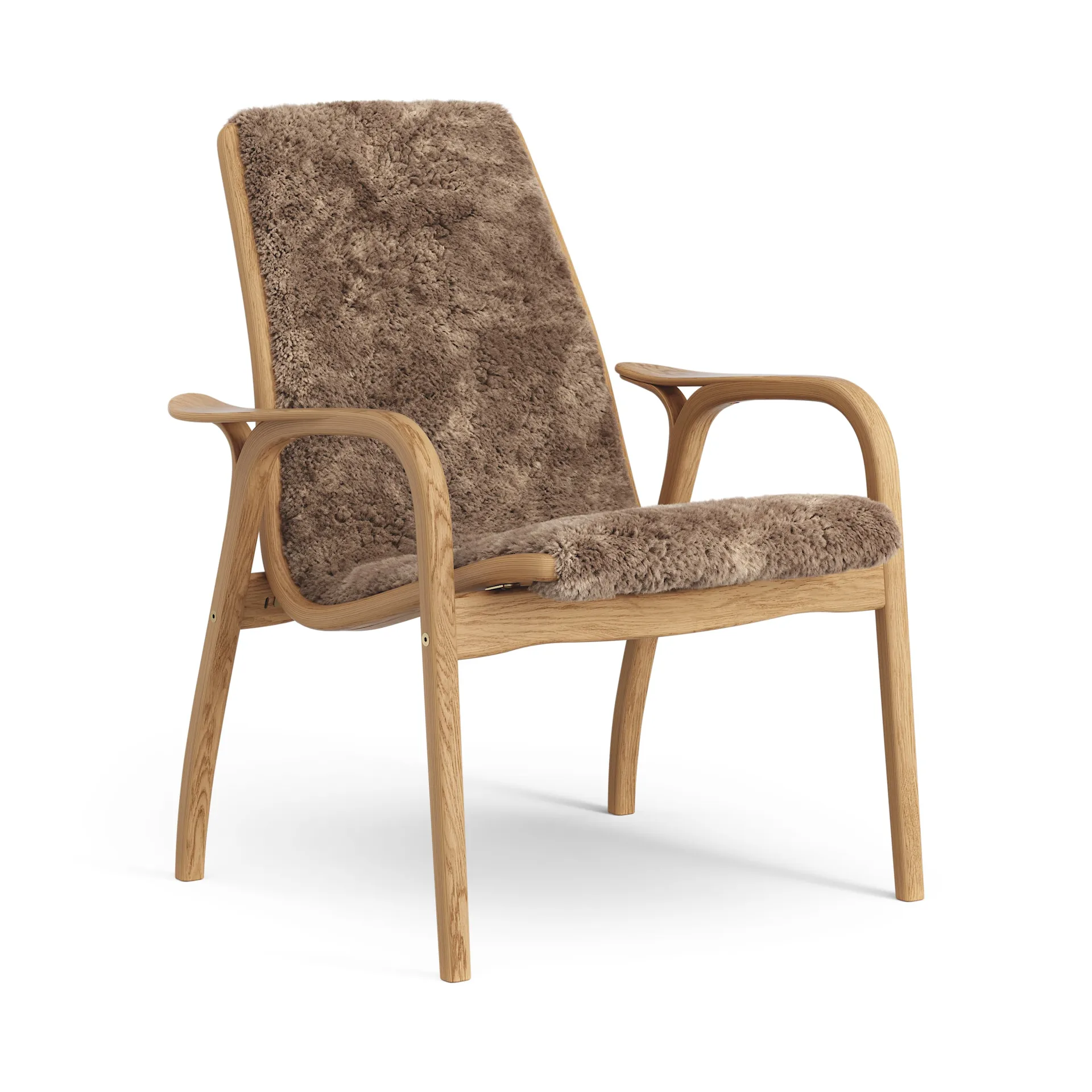 Laminett arm chair oiled oak/sheep skin, Sahara (nougat brown) Swedese
