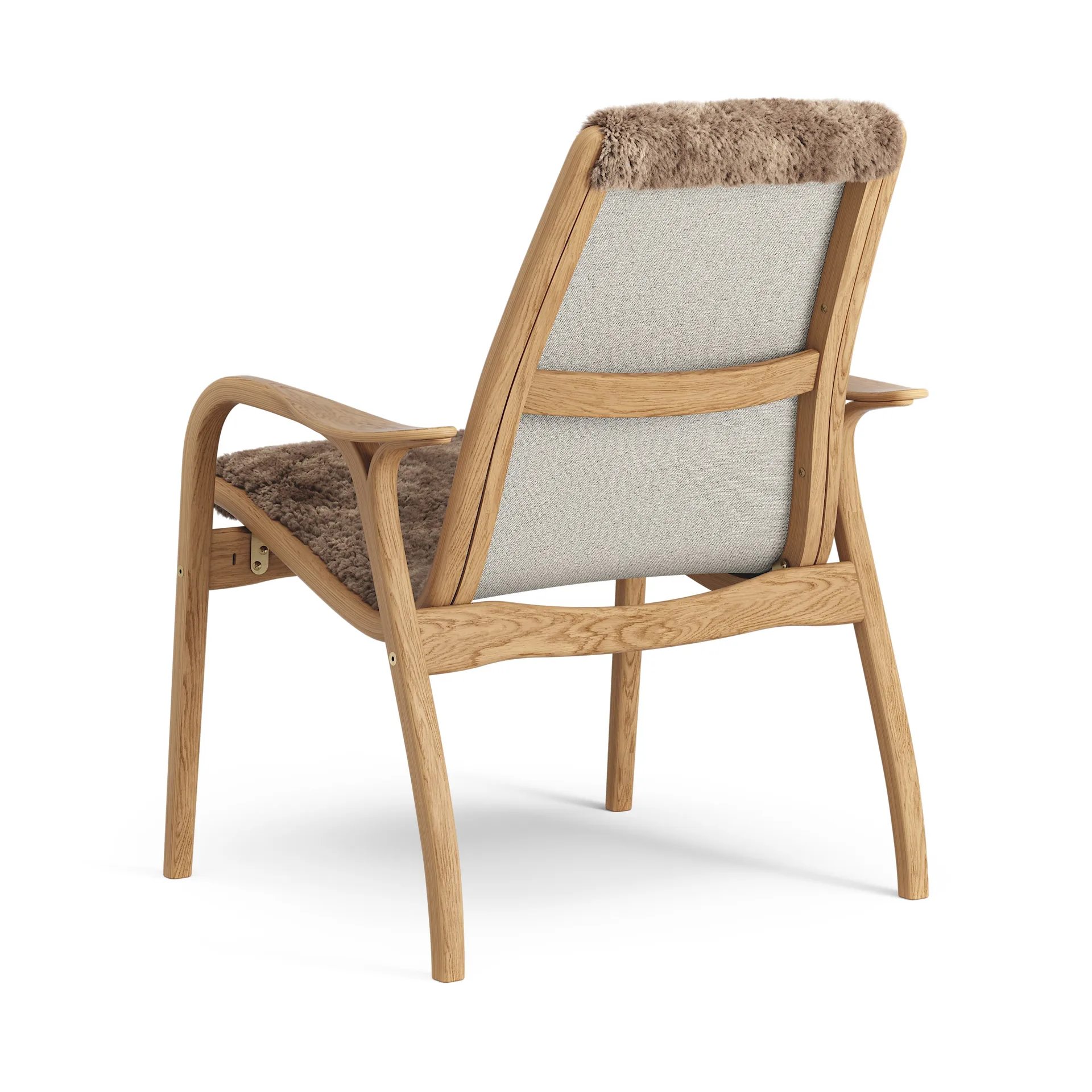 Laminett arm chair oiled oak/sheep skin, Sahara (nougat brown) Swedese
