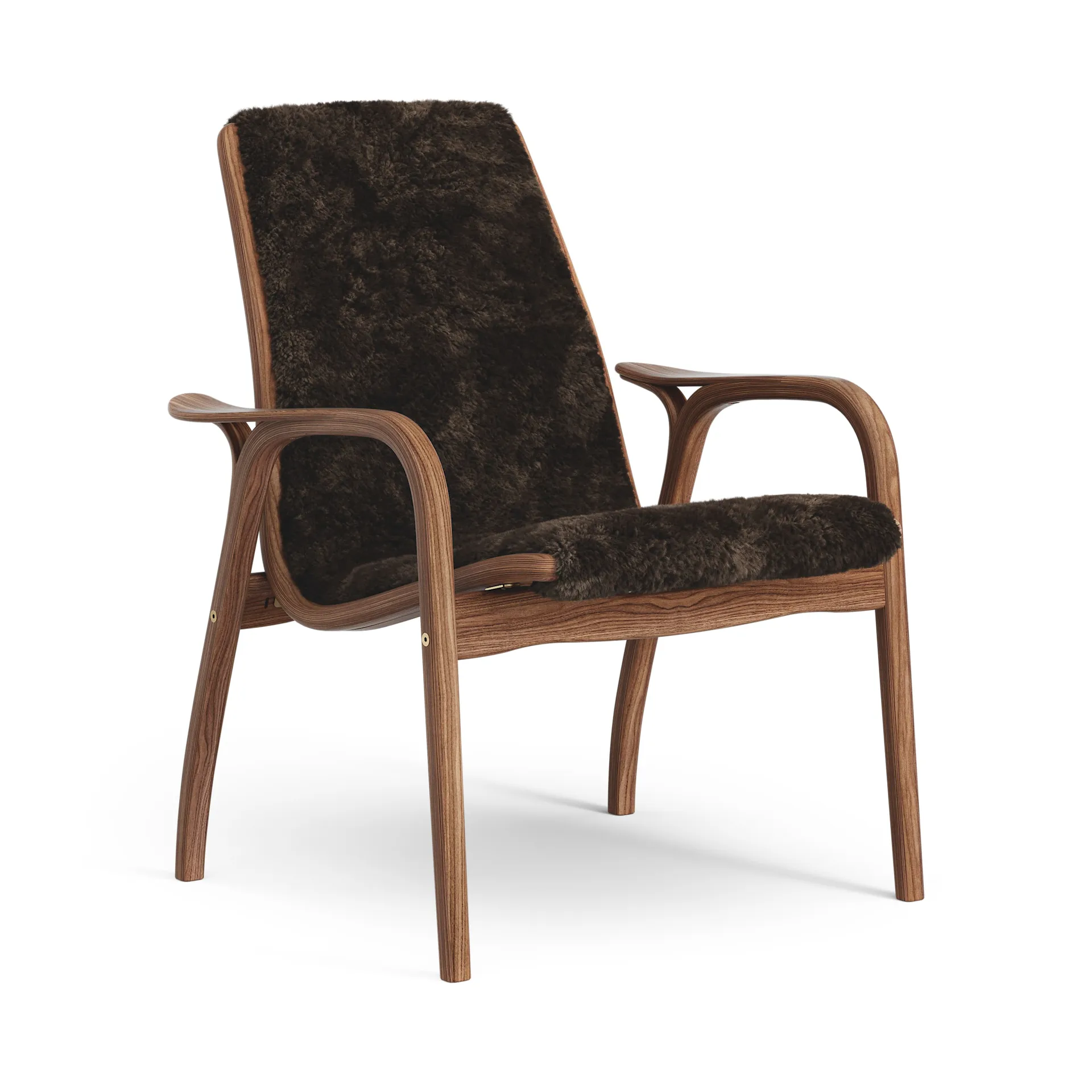 Laminett arm chair oiled walnut/sheep skin, Espresso (brown) Swedese