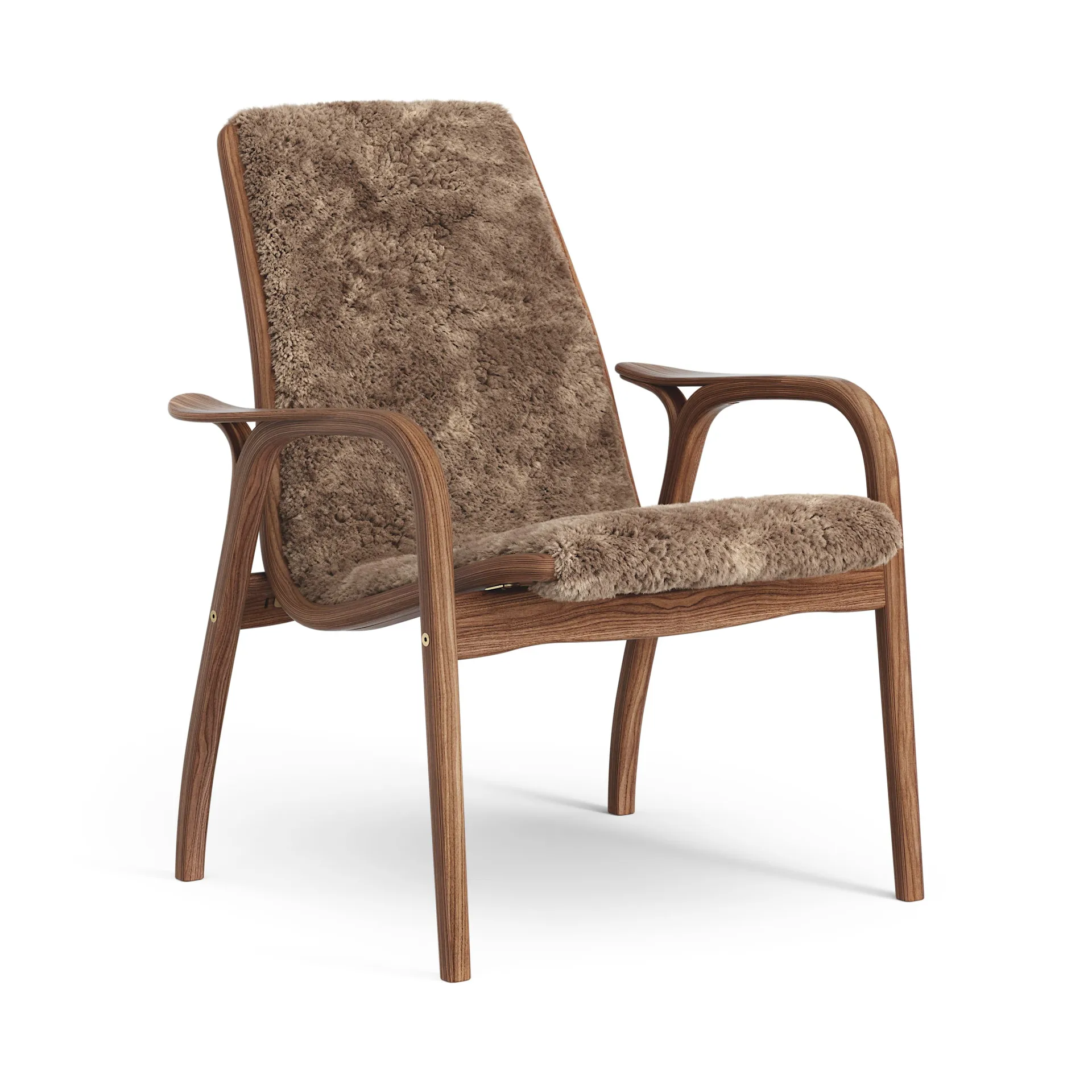 Laminett arm chair oiled walnut/sheep skin, Sahara (nougat brown) Swedese