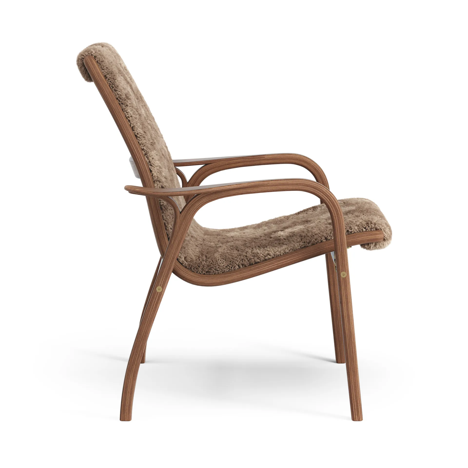 Laminett arm chair oiled walnut/sheep skin, Sahara (nougat brown) Swedese