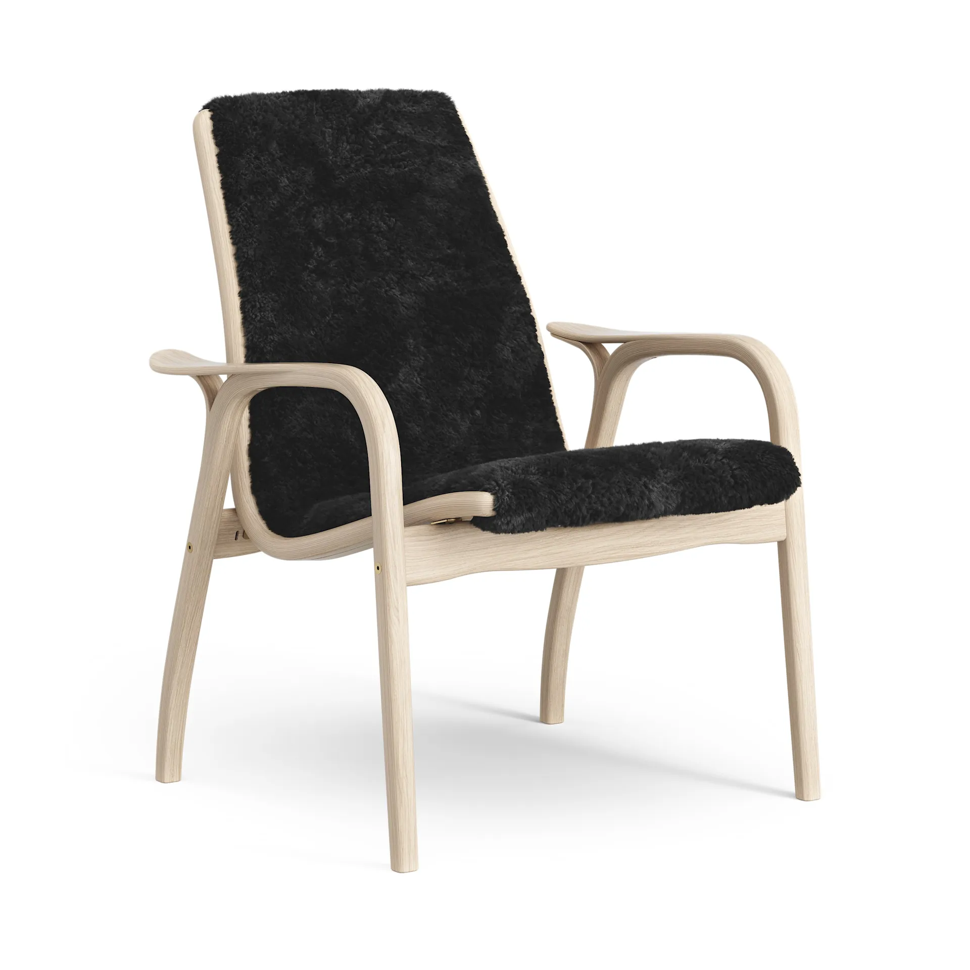 Laminett arm chair white pigmented oak/sheep skin, Black (black) Swedese