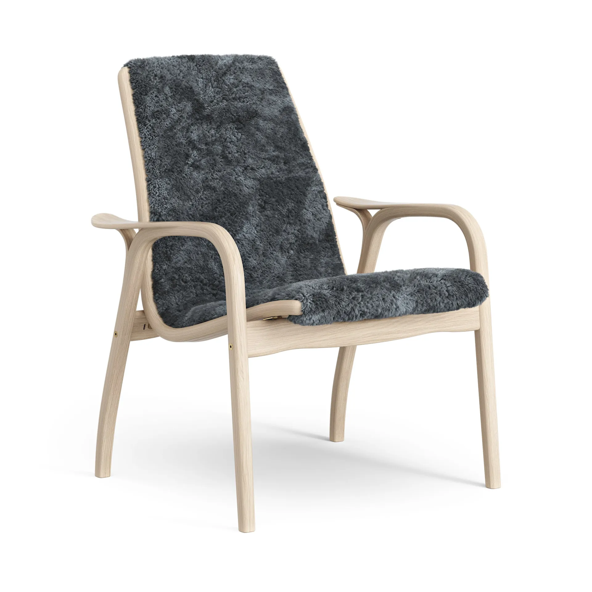 Laminett arm chair white pigmented oak/sheep skin, Charcoal (dark grey) Swedese
