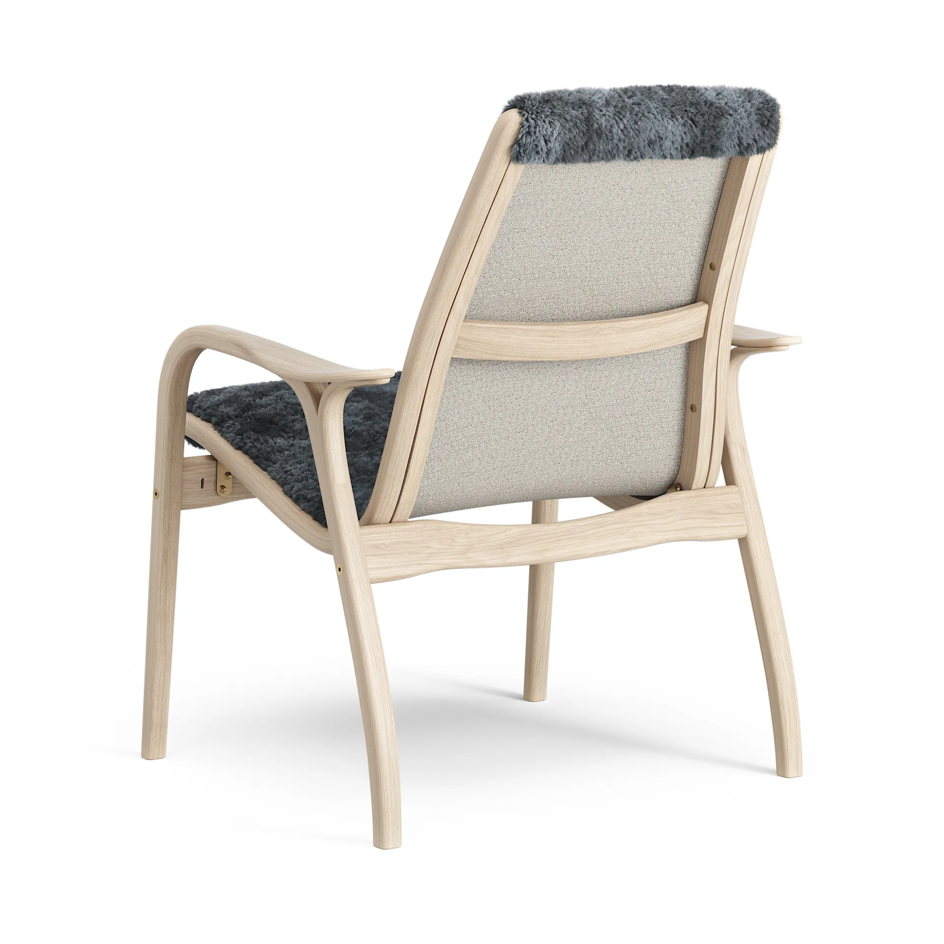 Laminett arm chair white pigmented oak/sheep skin, Charcoal (dark grey) Swedese