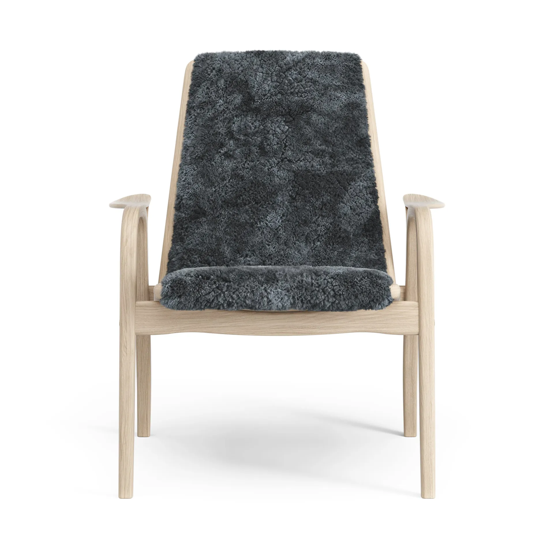 Laminett arm chair white pigmented oak/sheep skin, Charcoal (dark grey) Swedese