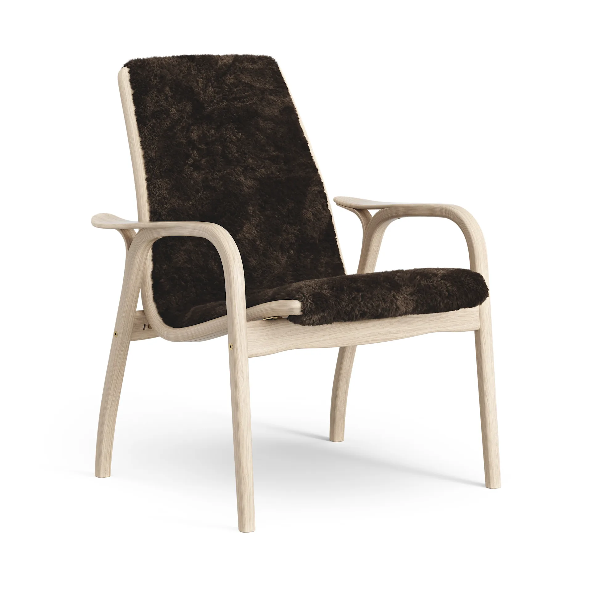 Laminett arm chair white pigmented oak/sheep skin, Espresso (brown) Swedese