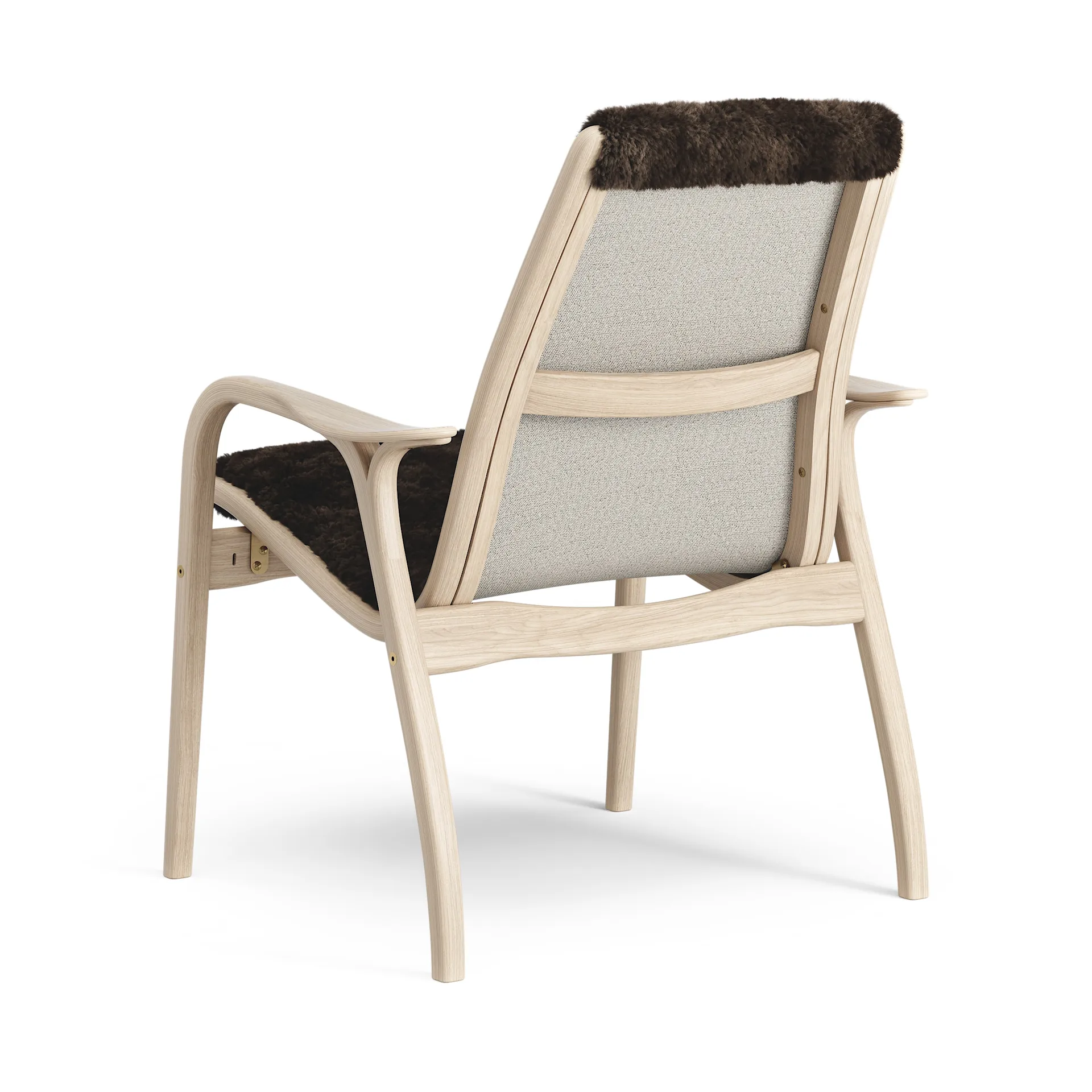 Laminett arm chair white pigmented oak/sheep skin, Espresso (brown) Swedese