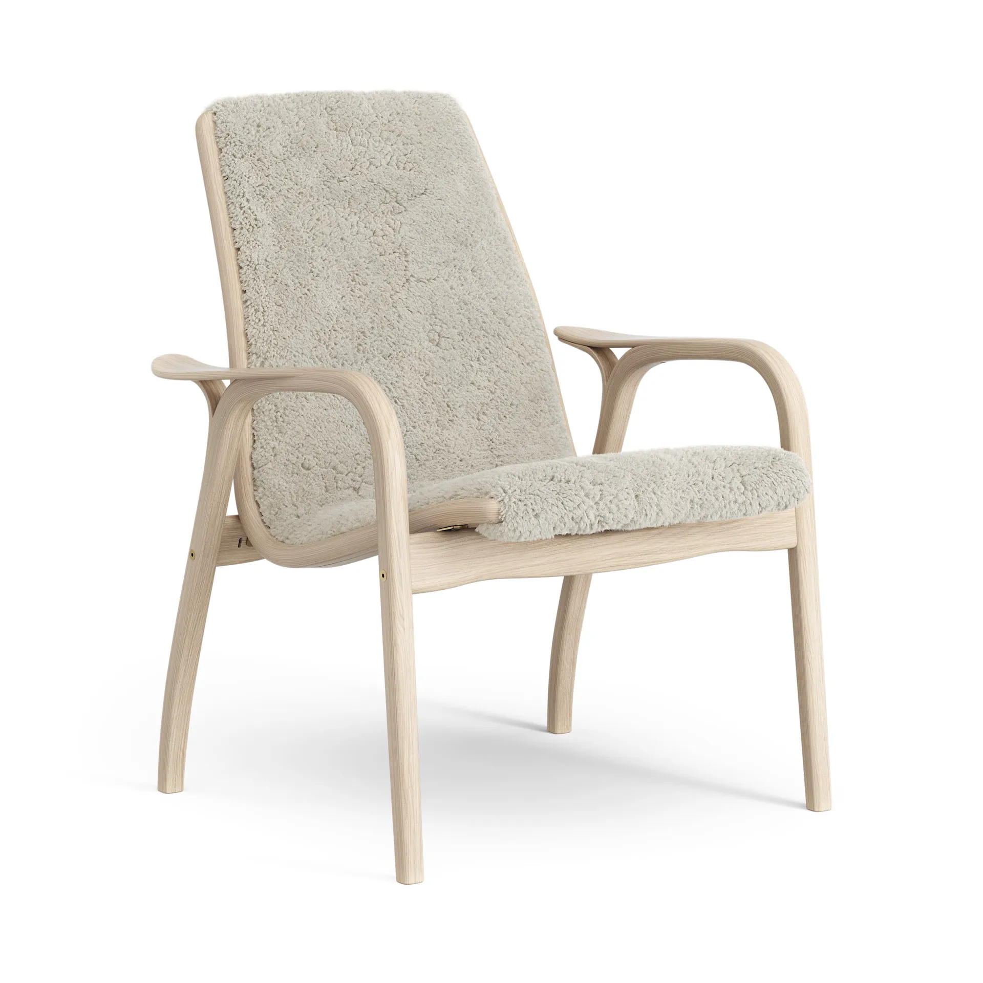 Laminett arm chair white pigmented oak/sheep skin, Moonlight (beige) Swedese