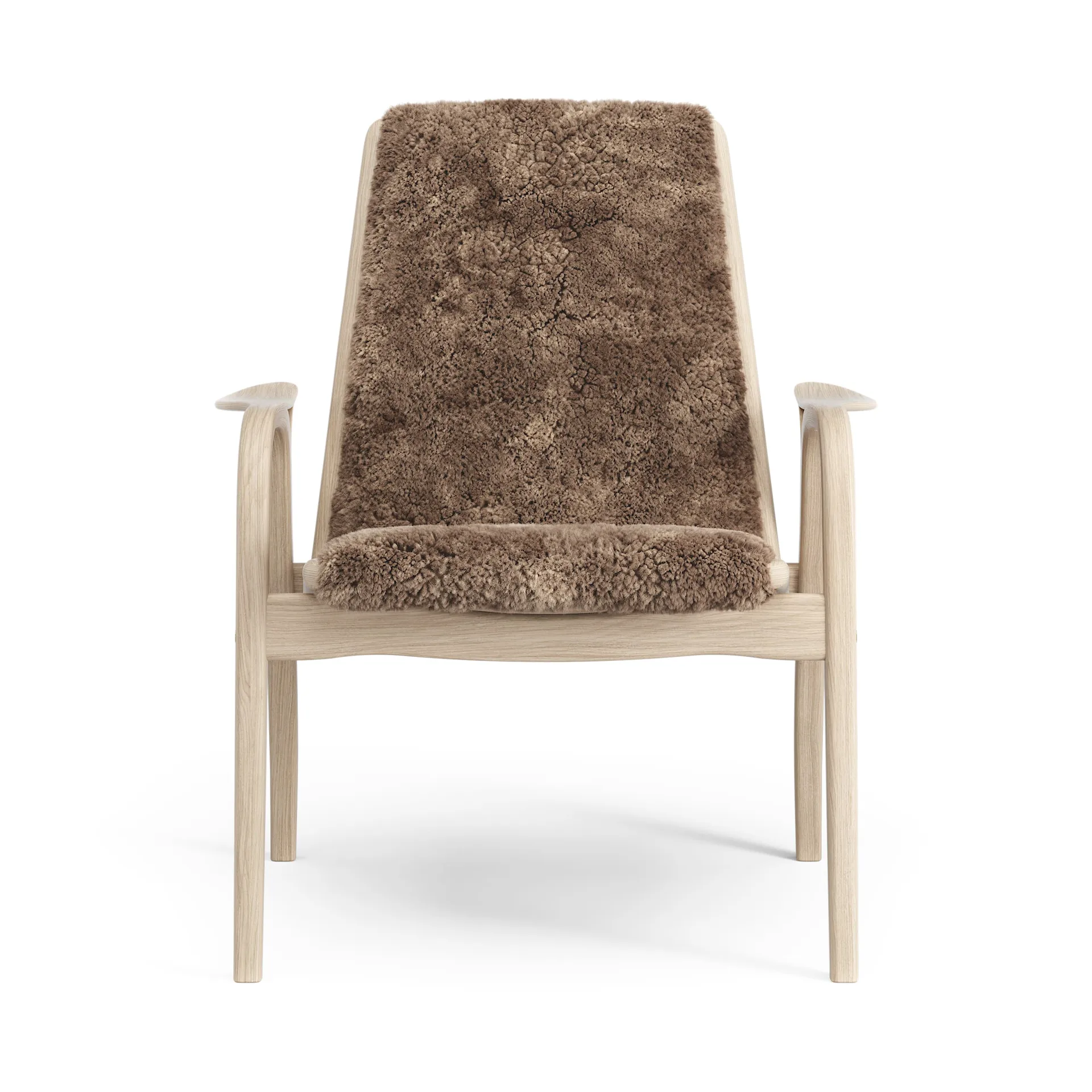 Laminett arm chair white pigmented oak/sheep skin, Sahara (nougat brown) Swedese
