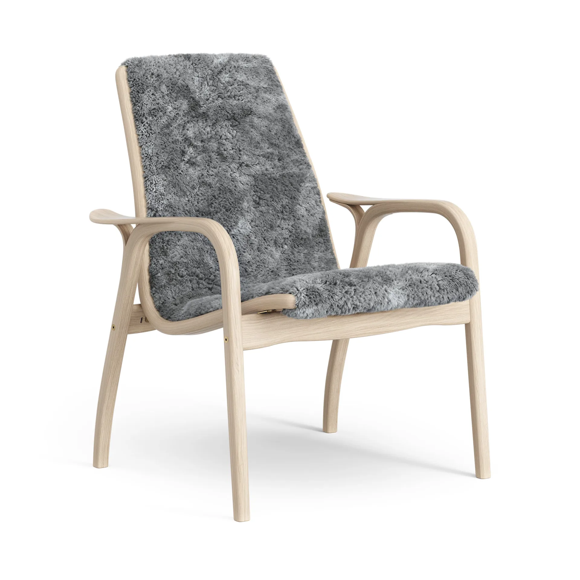Laminett arm chair white pigmented oak/sheep skin, Scandinavian Grey (grey) Swedese