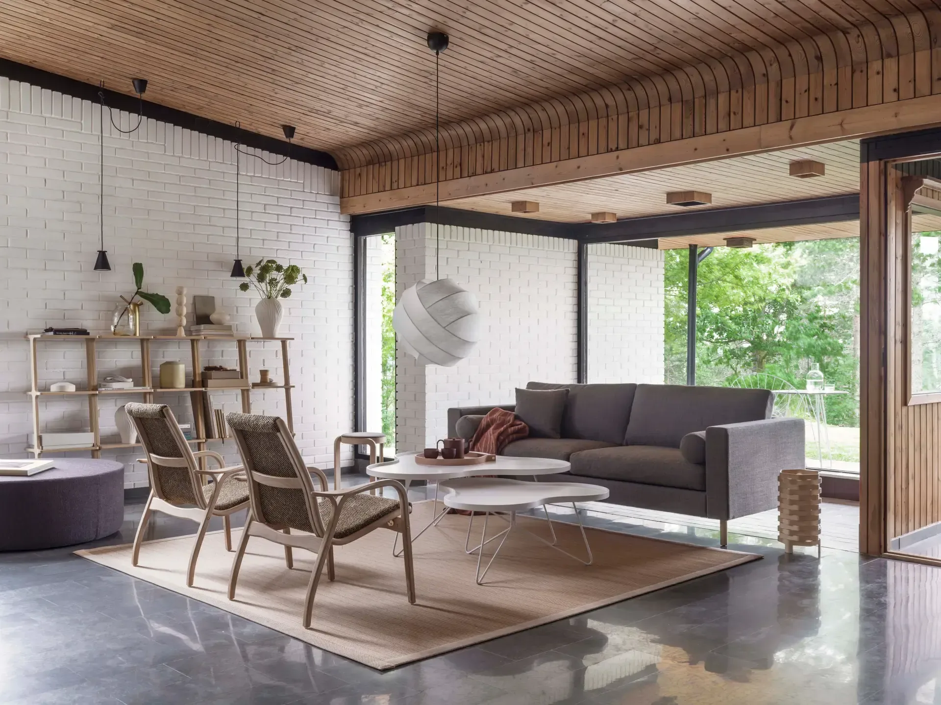 Laminett armchair, Sheepskin black-lacquered beech Swedese