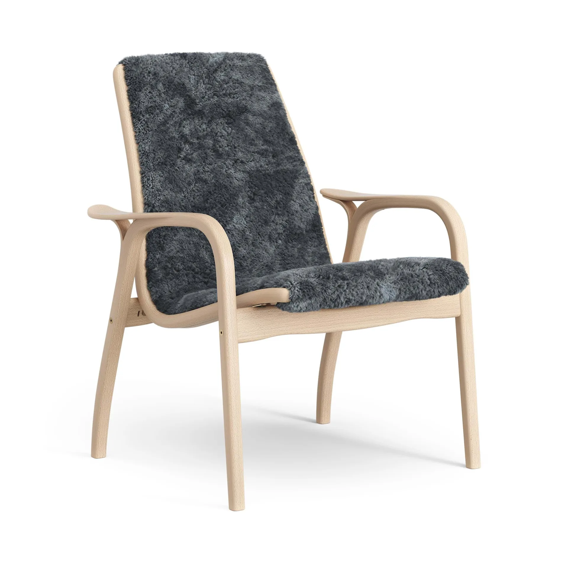 Laminett armchair, Sheepskin Charcoal-lacquered beech Swedese