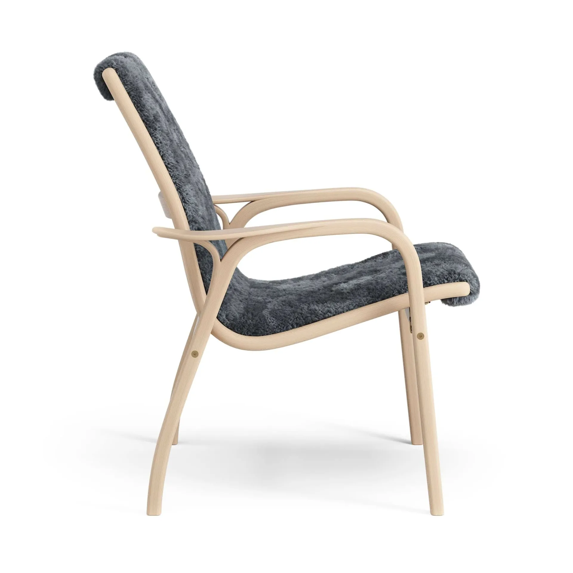 Laminett armchair, Sheepskin Charcoal-lacquered beech Swedese