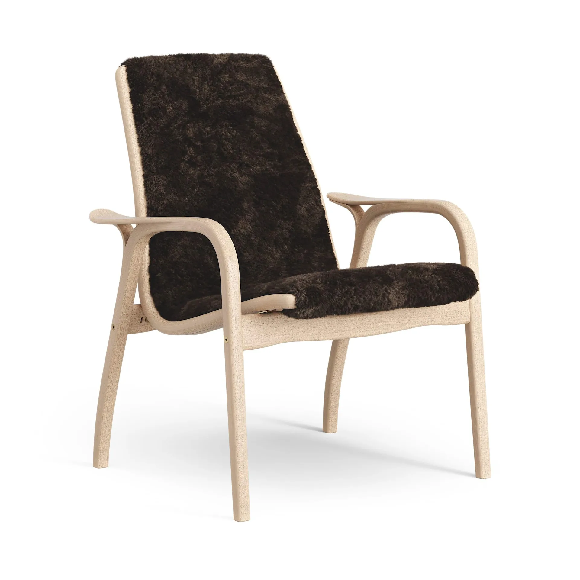 Laminett armchair, Sheepskin Espresso-lacquered beech Swedese