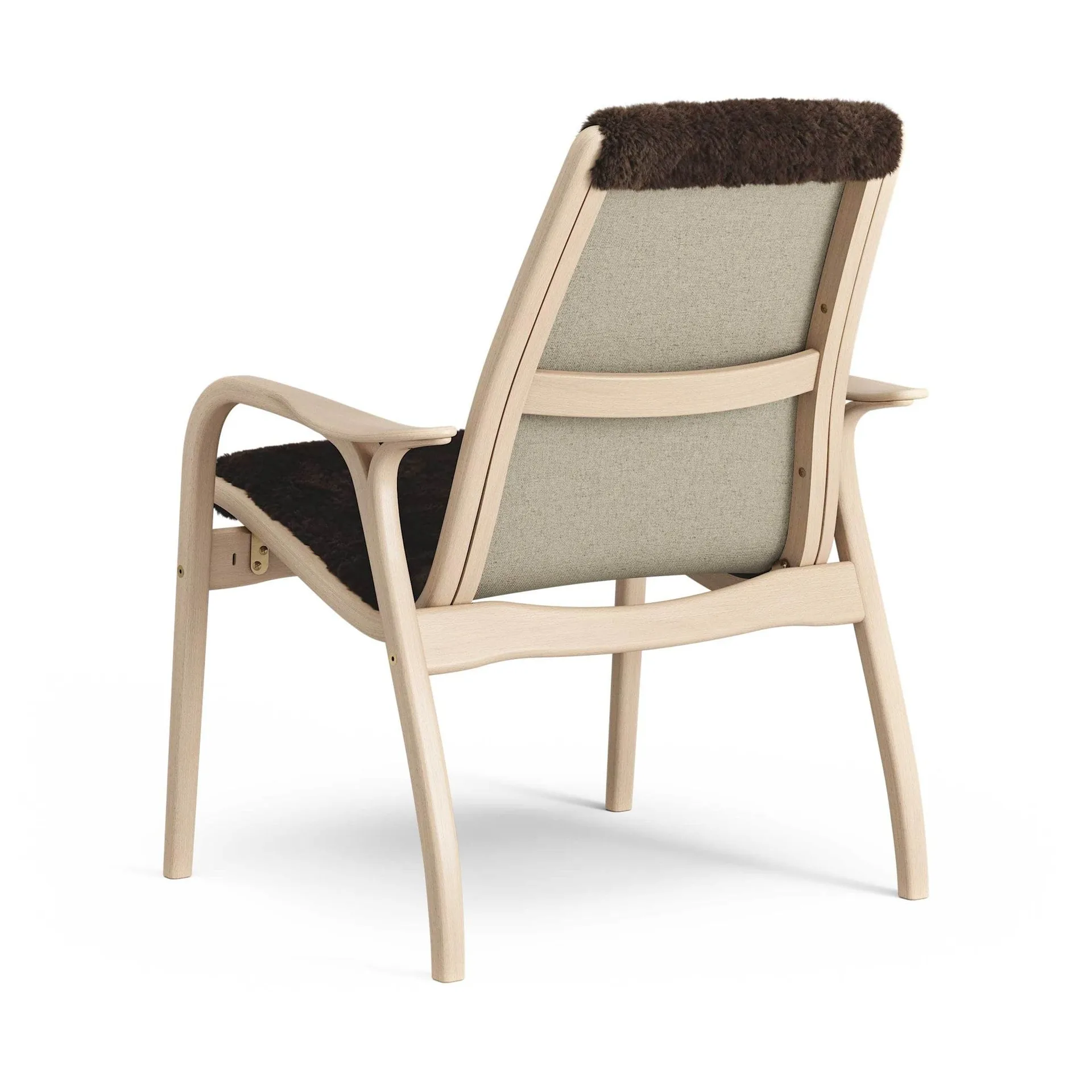 Laminett armchair, Sheepskin Espresso-lacquered beech Swedese