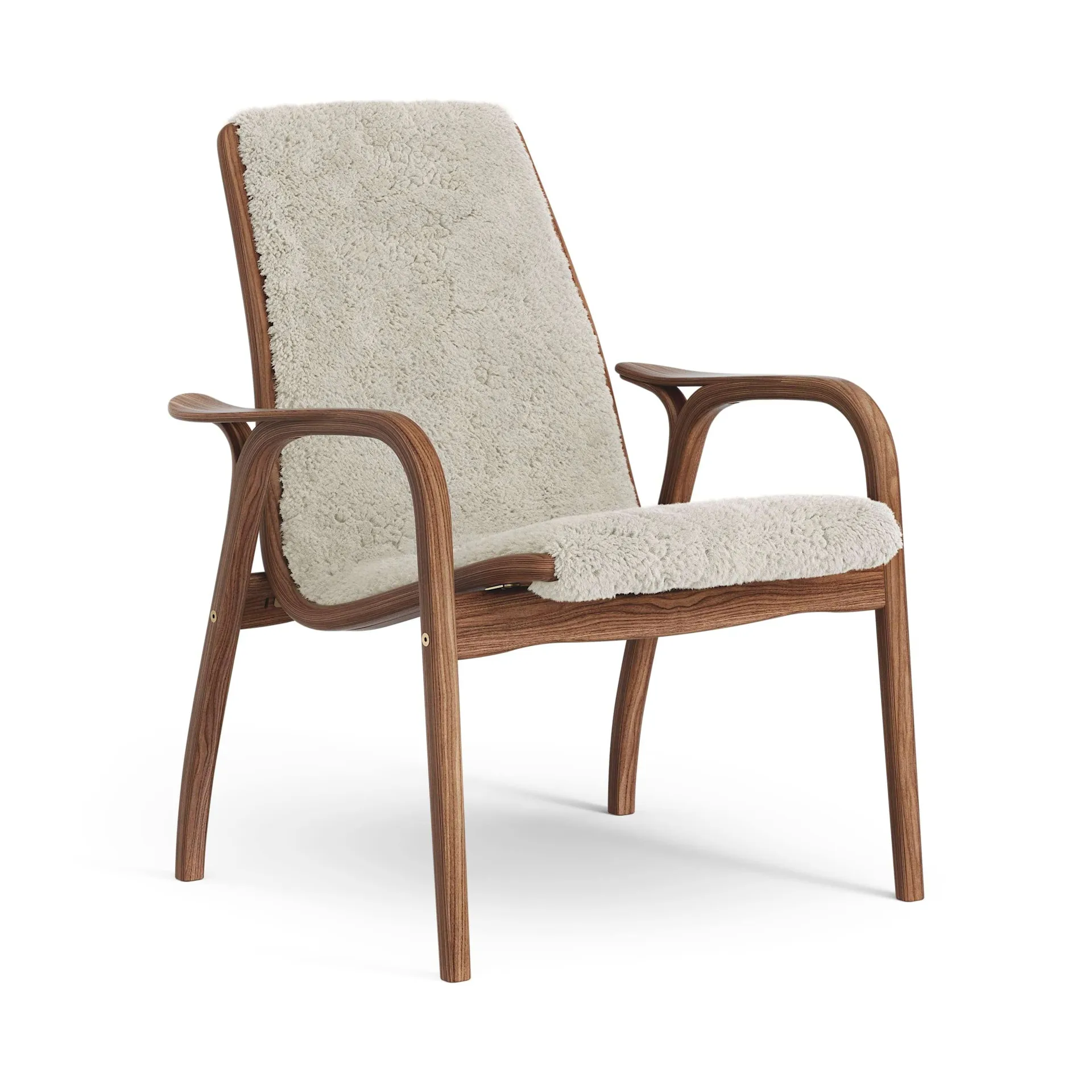 Laminett armchair, Sheepskin Moonlight-lacquered walnut Swedese