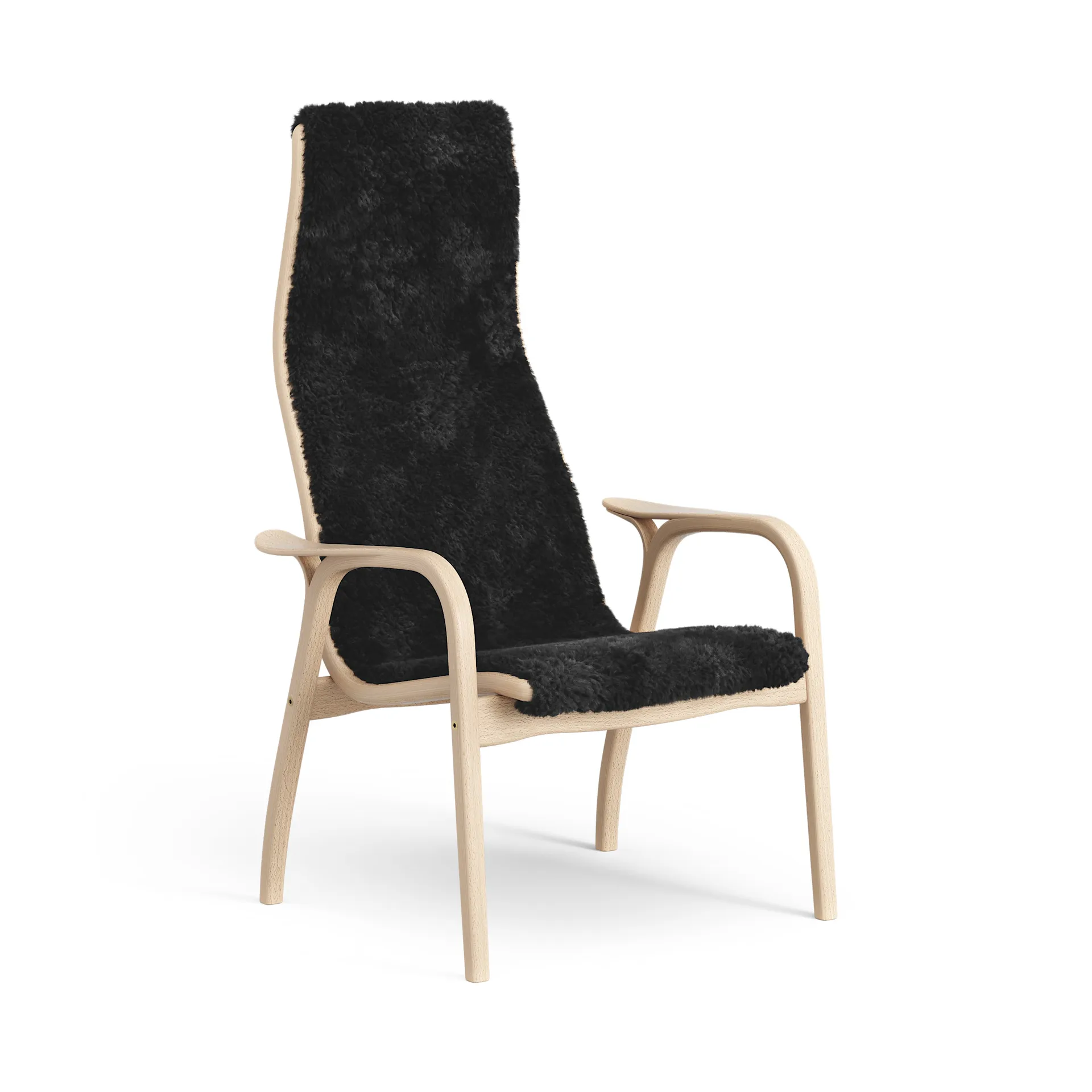 Lamini children's arm chair laquered beech/sheep skin, Black (black) Swedese