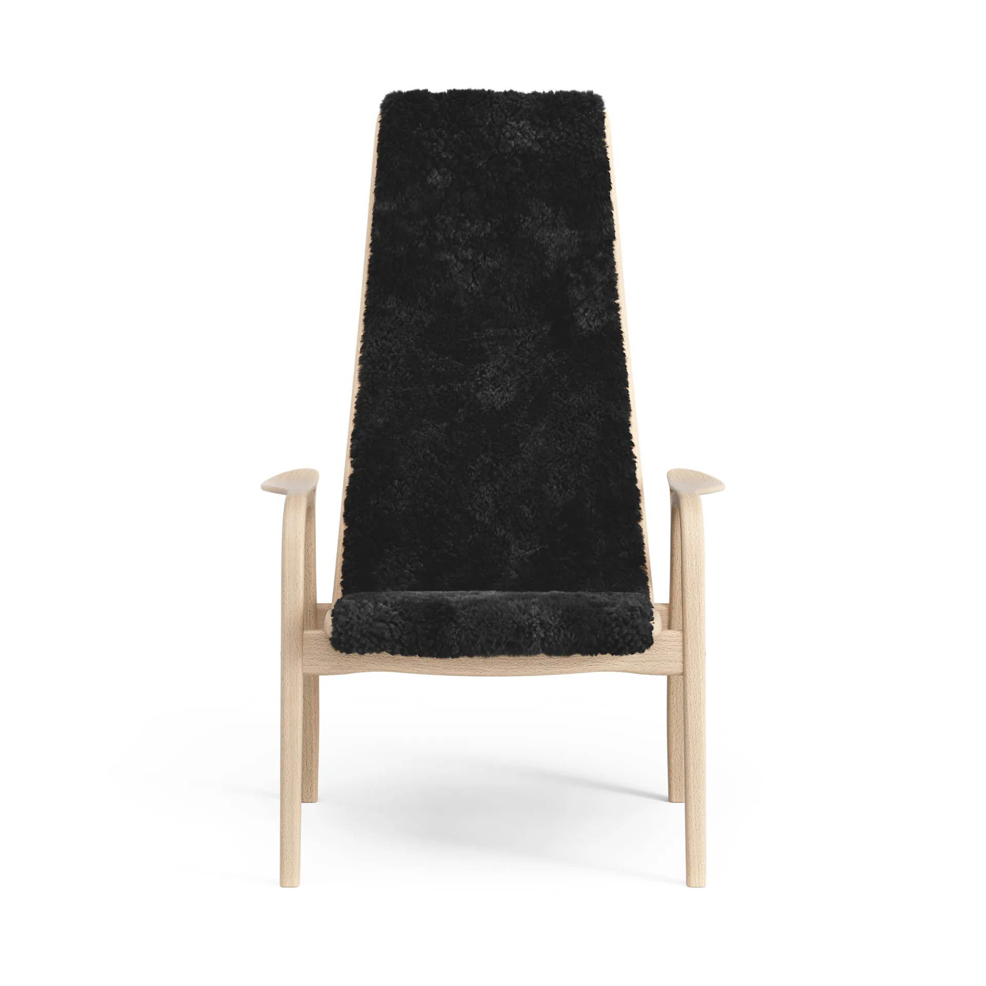 Lamini children's arm chair laquered beech/sheep skin, Black (black) Swedese