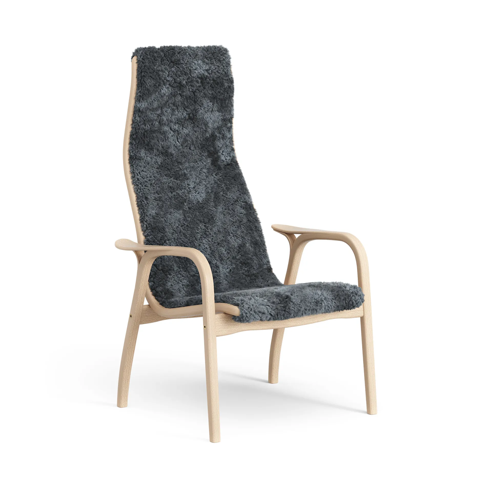 Lamini children's arm chair laquered beech/sheep skin, Charcoal (dark grey) Swedese