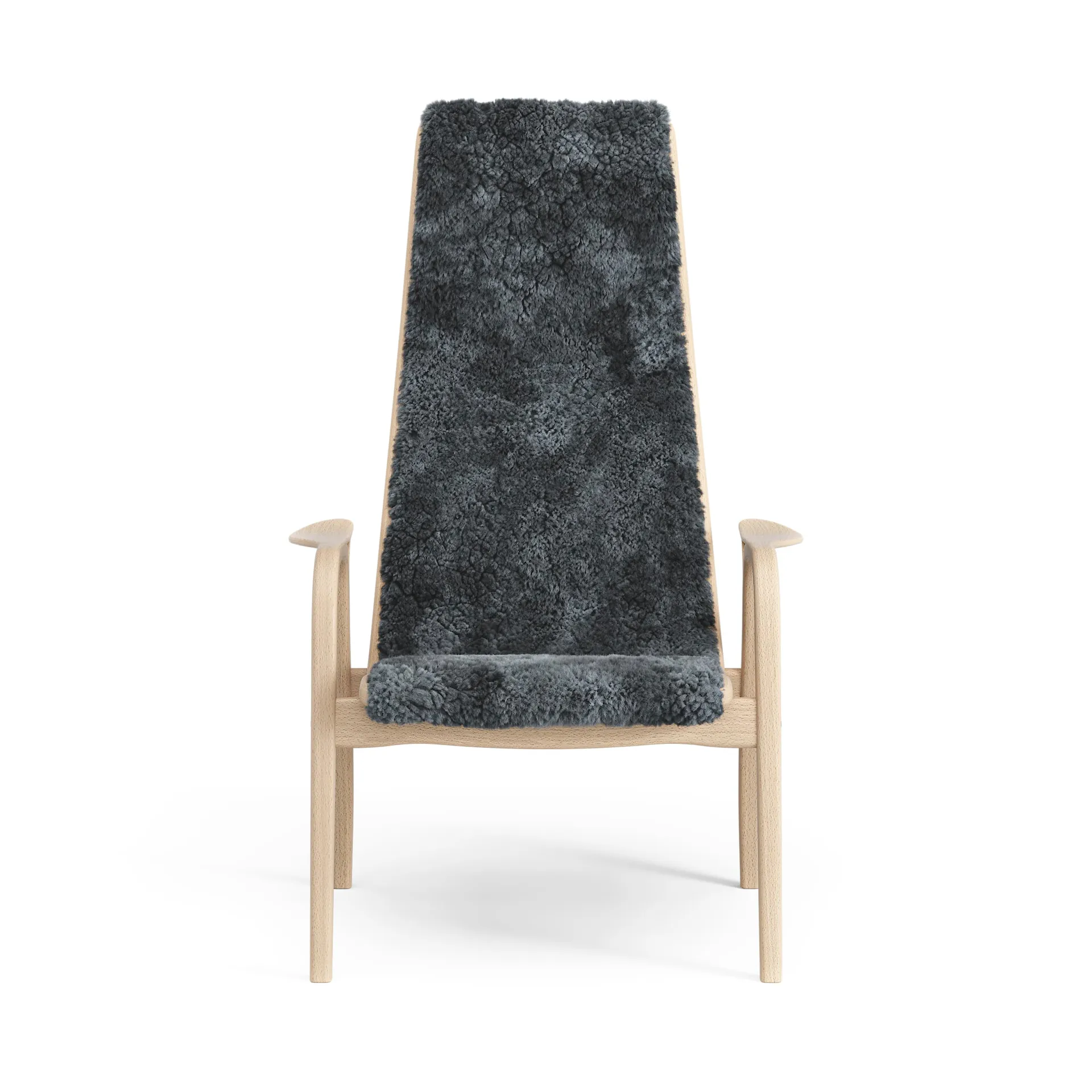 Lamini children's arm chair laquered beech/sheep skin, Charcoal (dark grey) Swedese