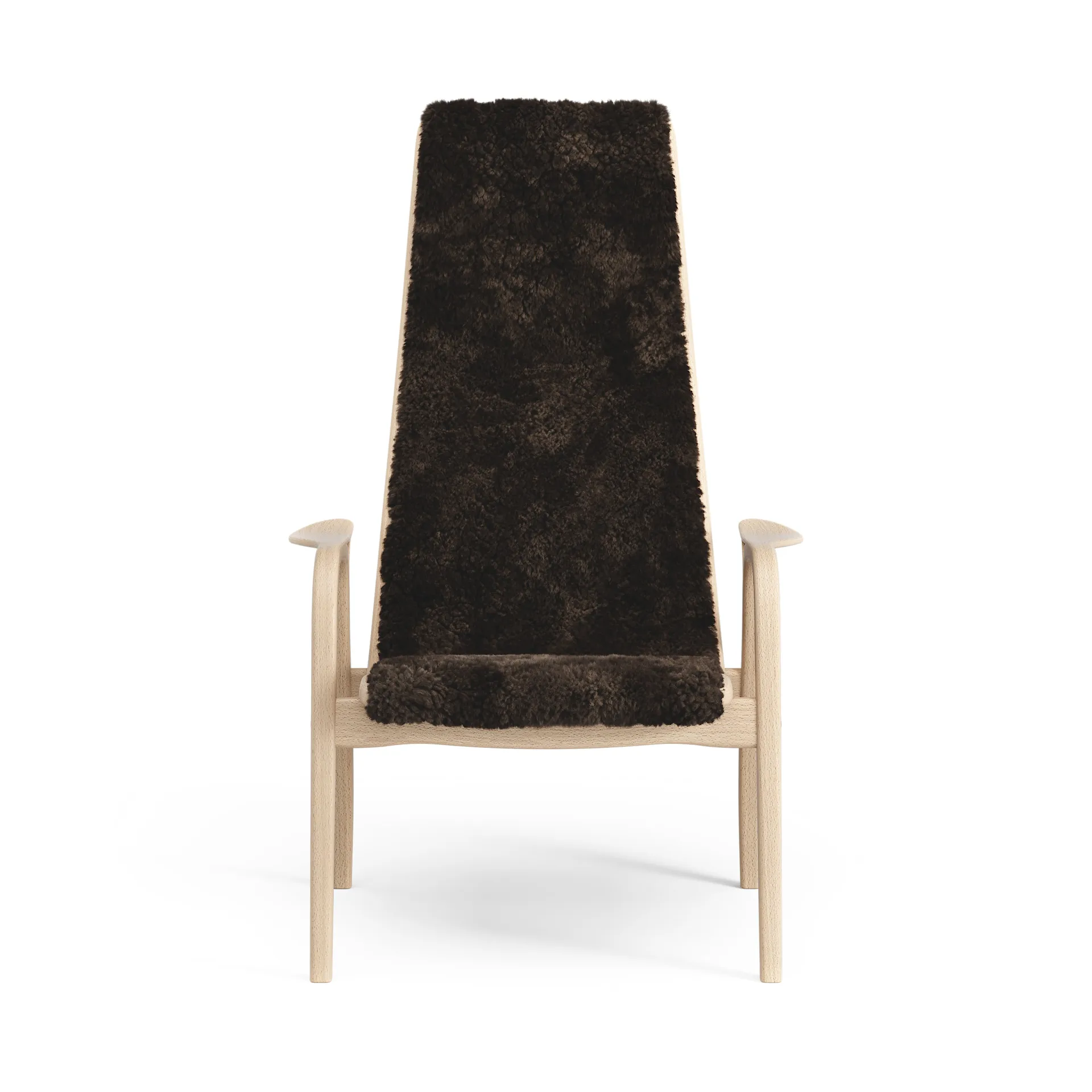 Lamini children's arm chair laquered beech/sheep skin, Espresso (brown) Swedese
