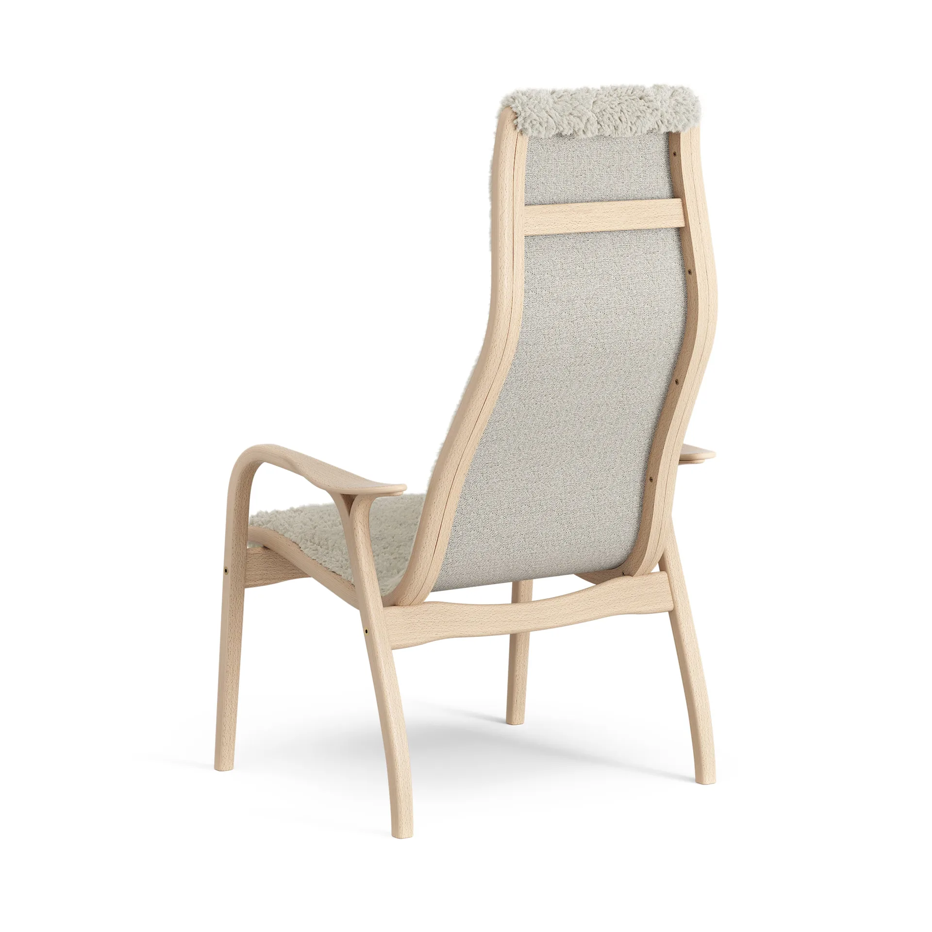 Lamini children's arm chair laquered beech/sheep skin, Moonlight (beige) Swedese