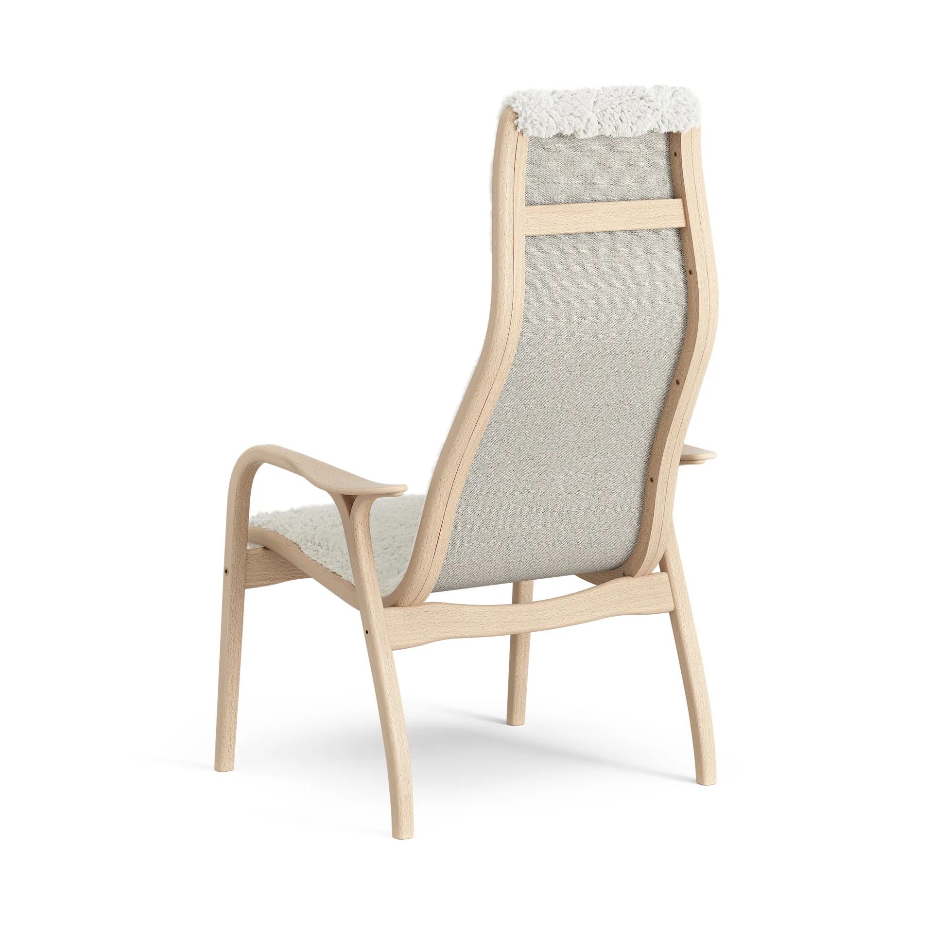 Lamini children's arm chair laquered beech/sheep skin, Off white (white) Swedese