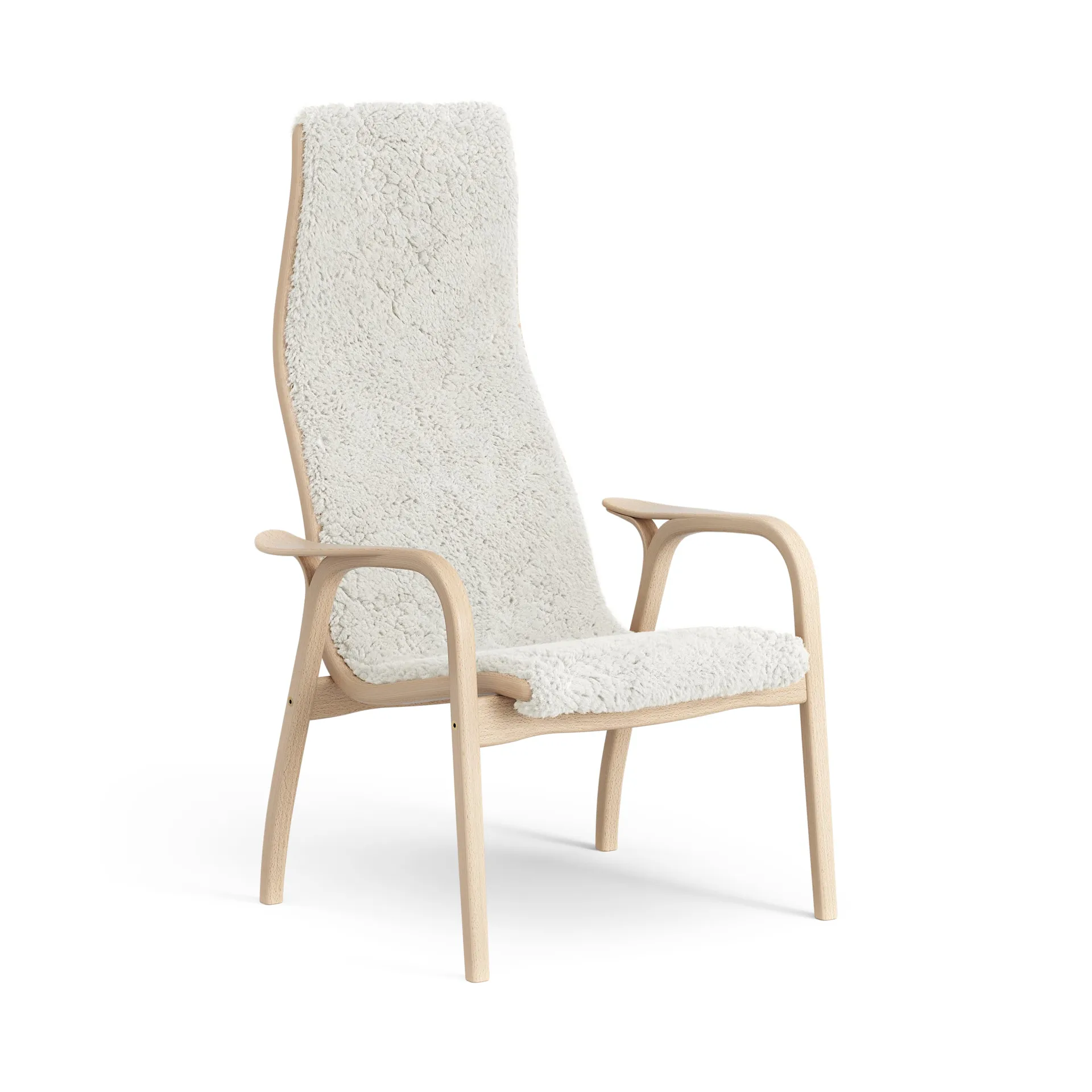 Lamini children's arm chair laquered beech/sheep skin, Off white (white) Swedese