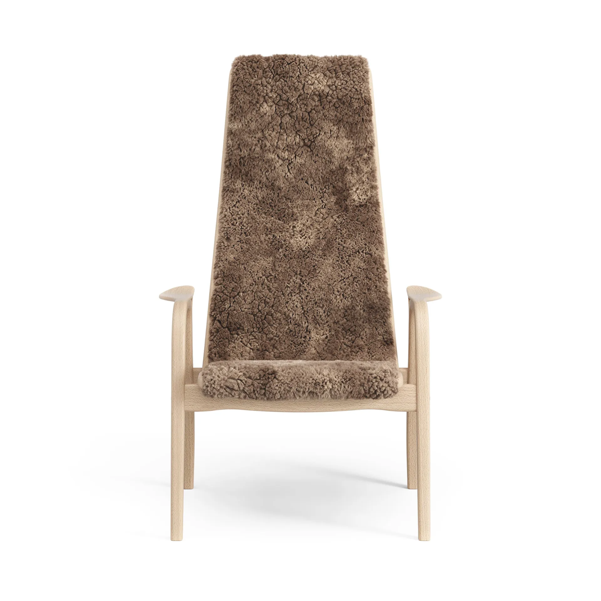Lamini children's arm chair laquered beech/sheep skin, Sahara (nougat brown) Swedese