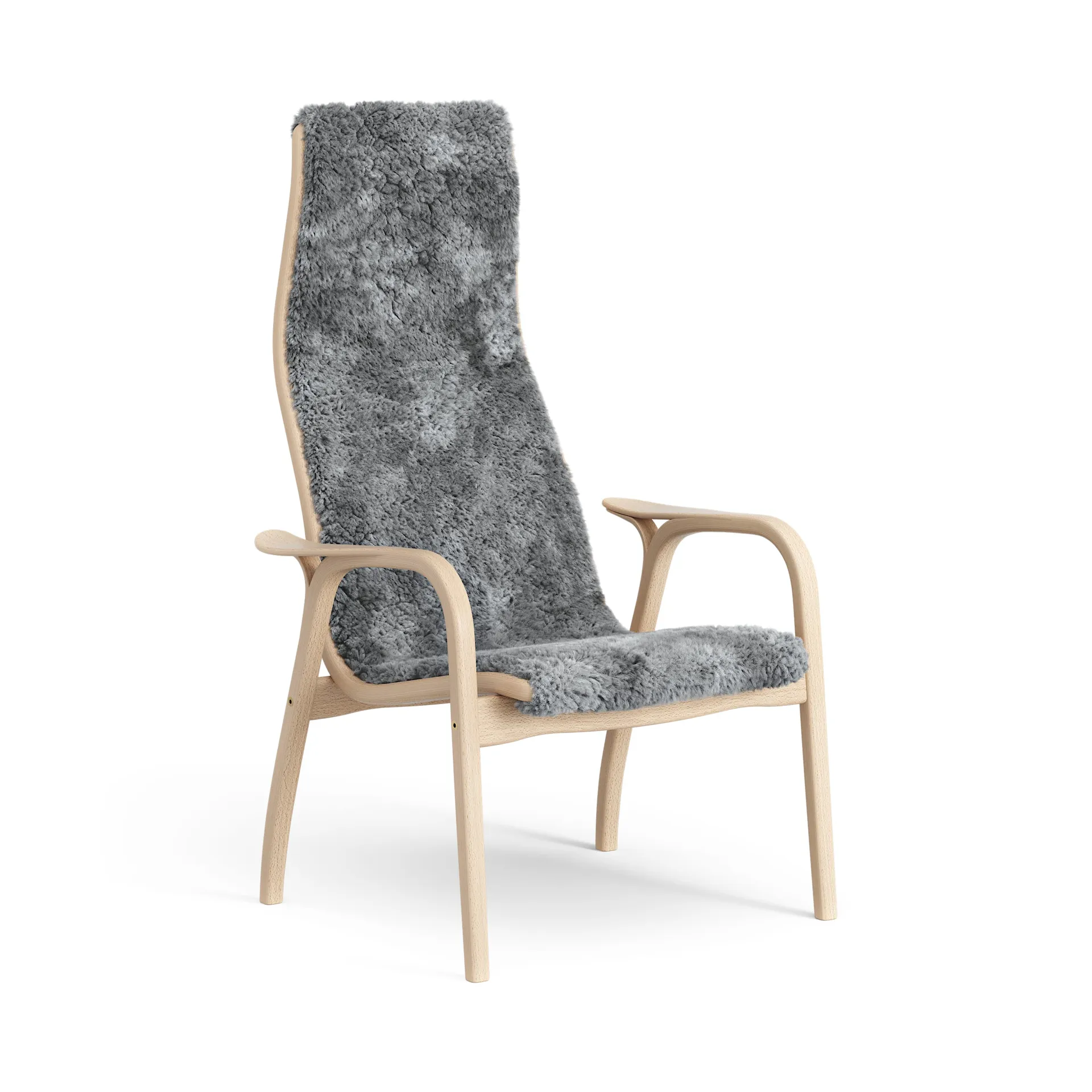 Lamini children's arm chair laquered beech/sheep skin, Scandinavian Grey (grey) Swedese