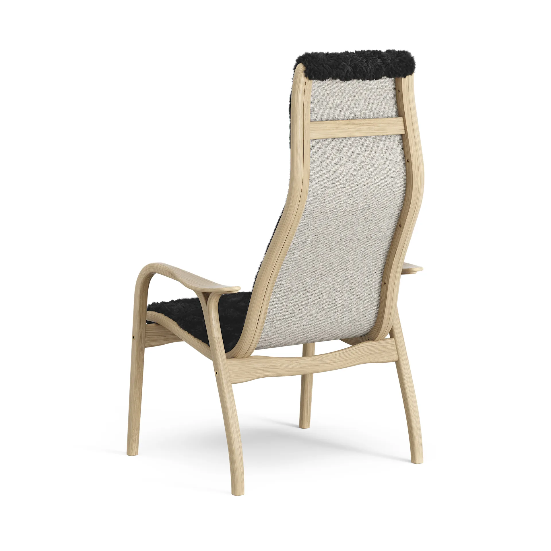 Lamini children's arm chair laquered oak/sheep skin, Black (black) Swedese