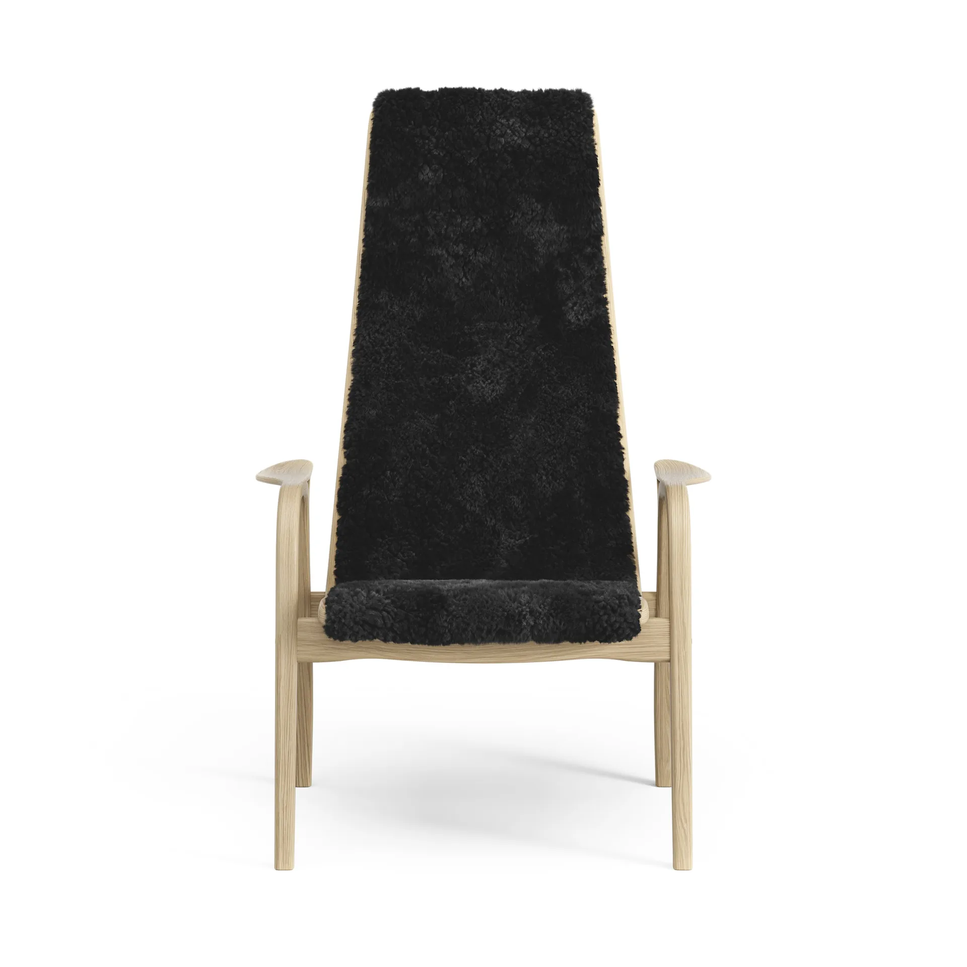 Lamini children's arm chair laquered oak/sheep skin, Black (black) Swedese