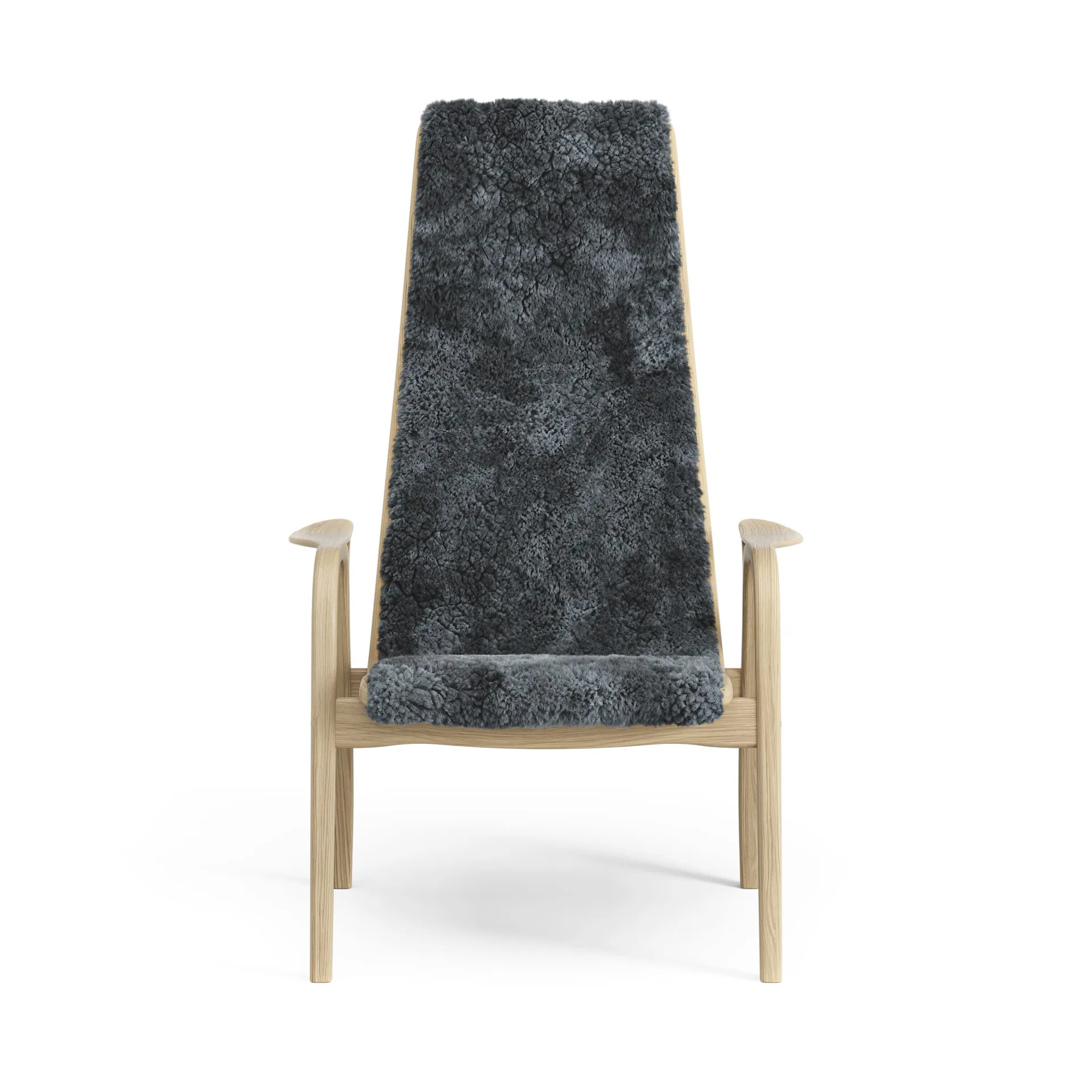 Lamini children's arm chair laquered oak/sheep skin, Charcoal (dark grey) Swedese