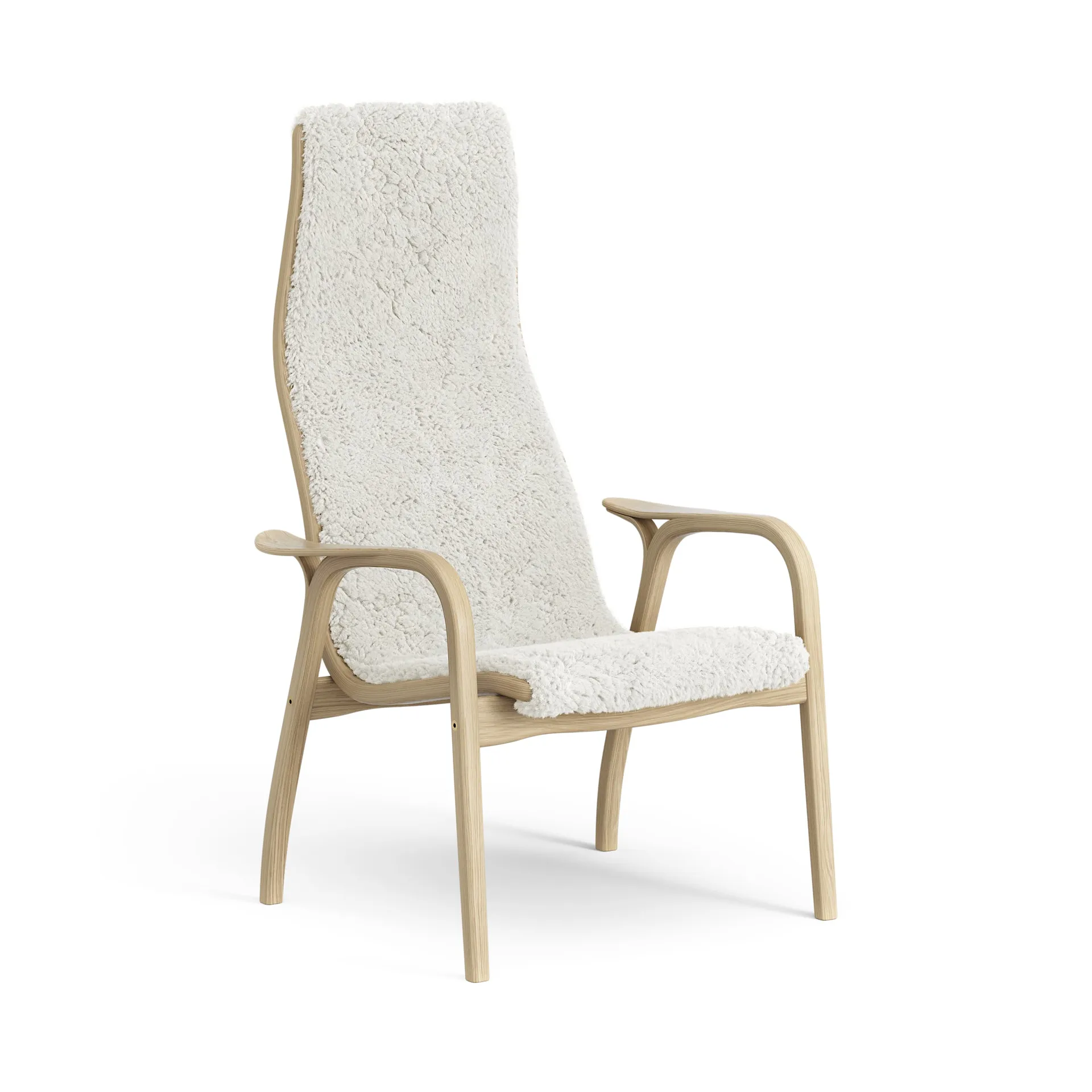 Lamini children's arm chair laquered oak/sheep skin, Off white (white) Swedese